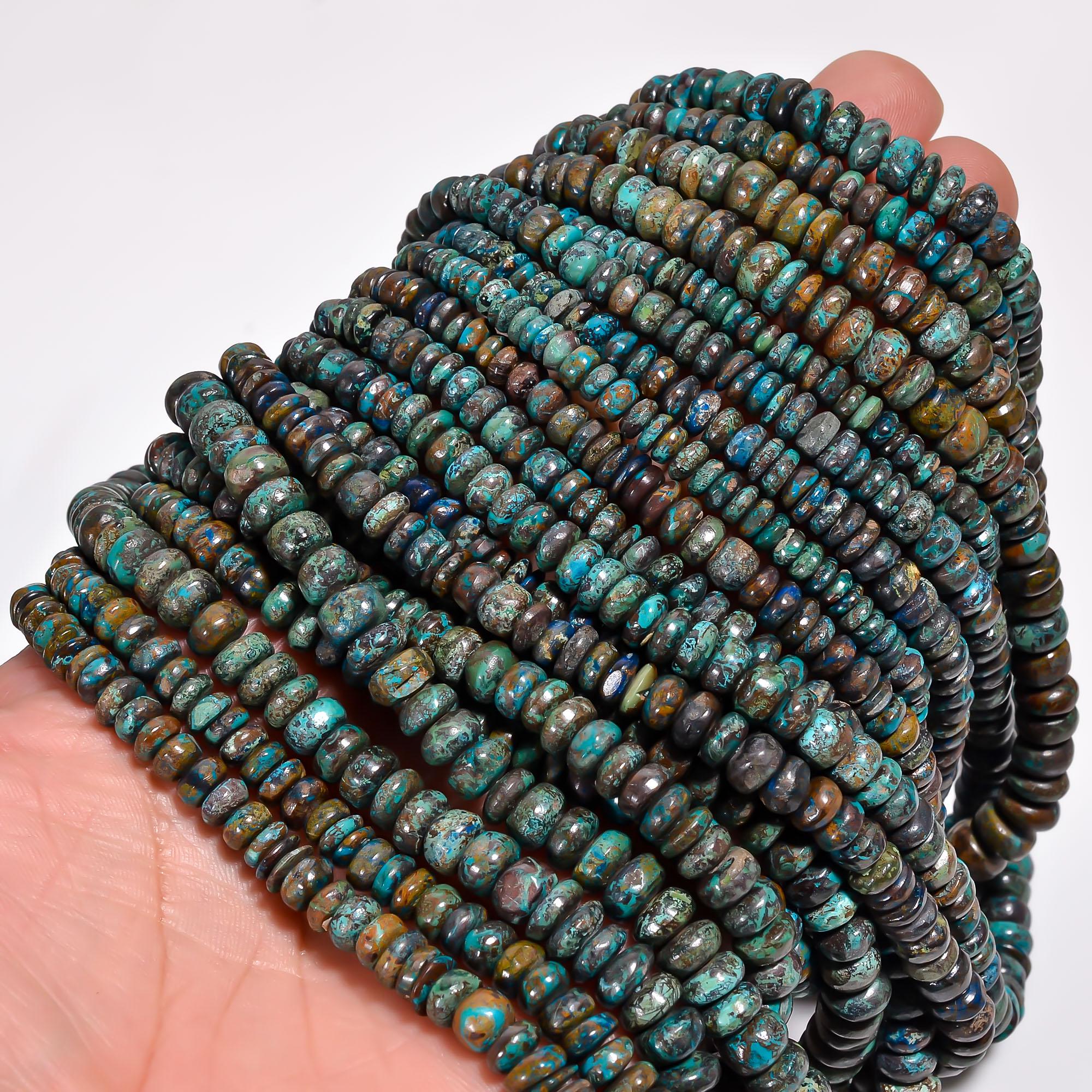 chrysocolla natural gemstone rondelle shape smooth 