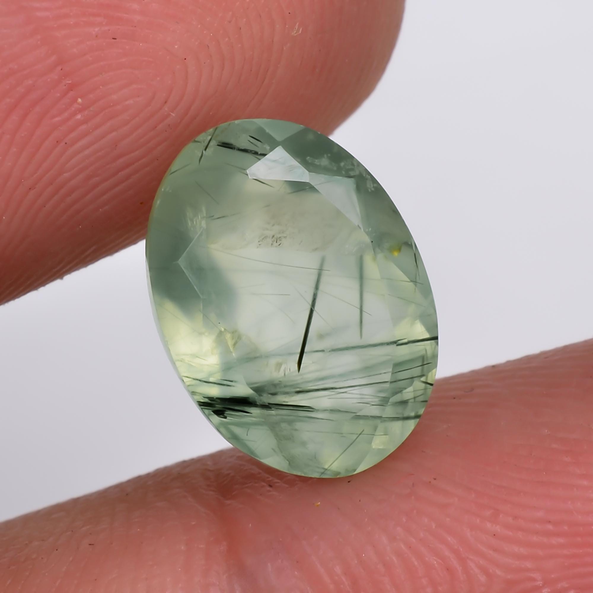 prehnite with epidote natural oval shape cut stone loose gemstone