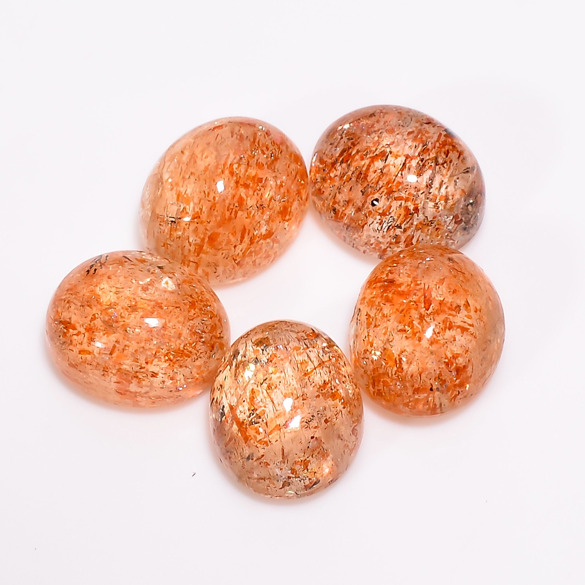 sunstone oval shape cabochon natural loose gemstone 5 pcs