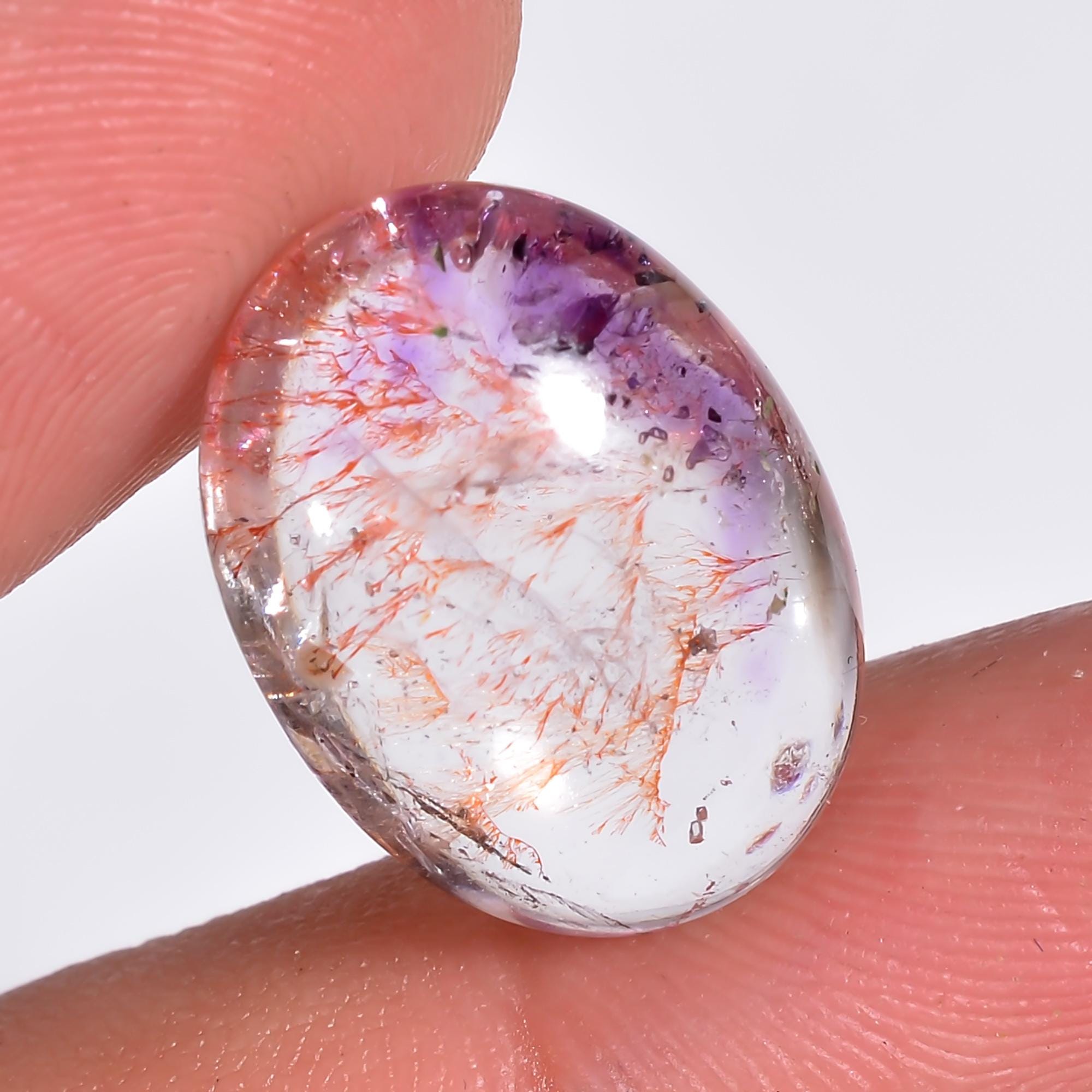 elestial quartz natural oval shape cabochon loose gemstone