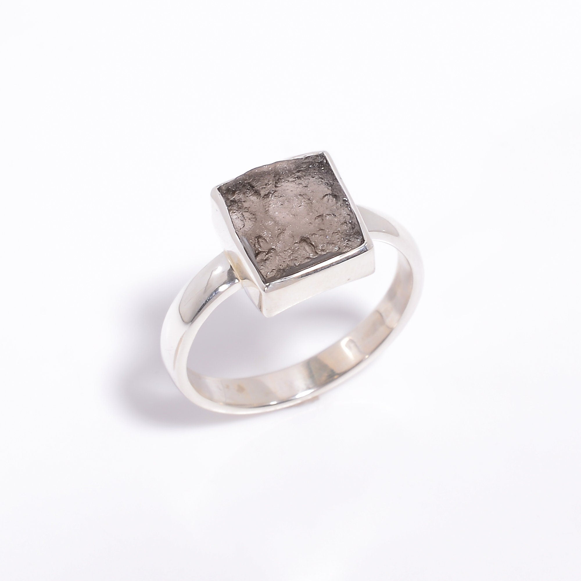 natural agni manitite rough top square shape ethnic handmade 925 sterling silver mens ring 13 75 us 6 3 gms y 7780