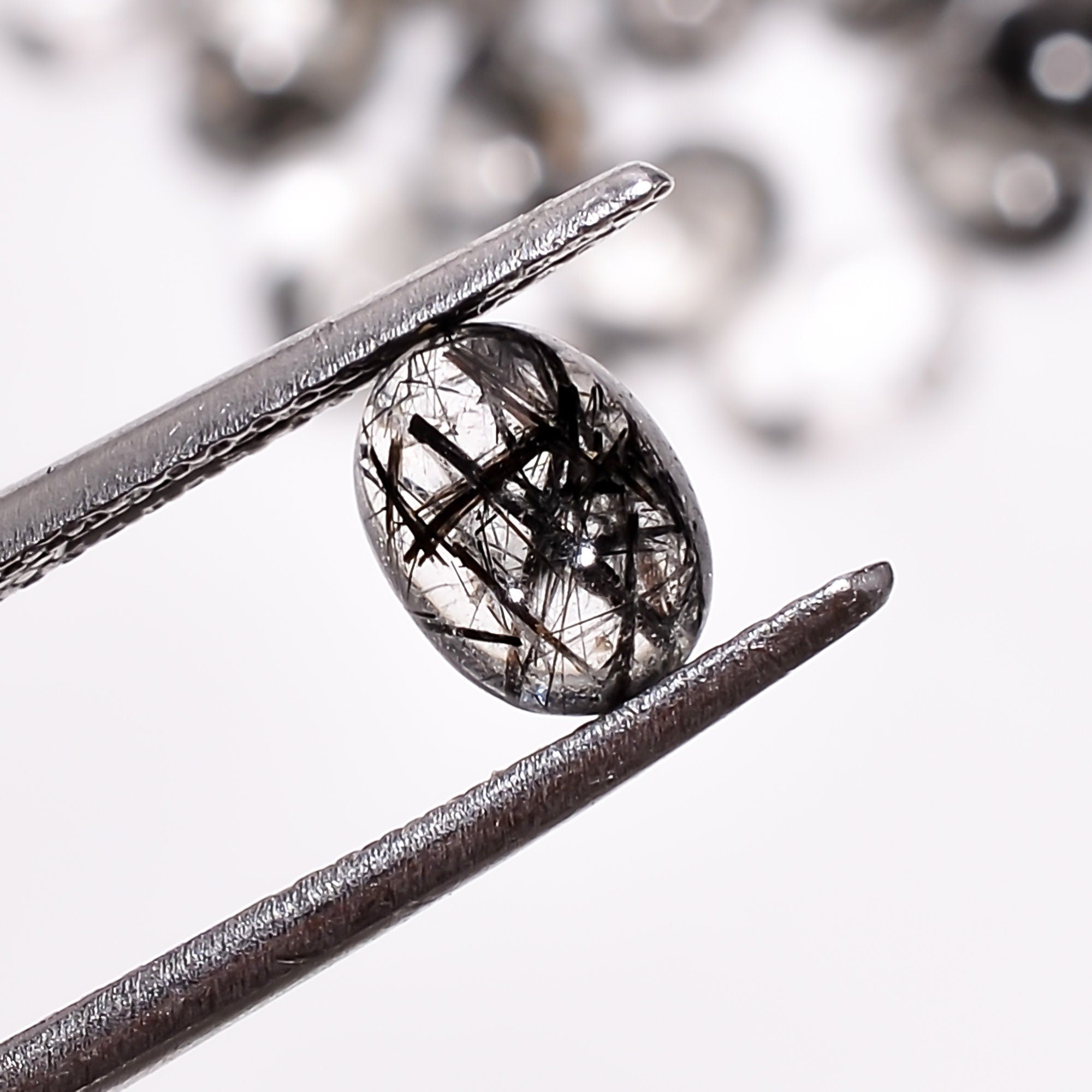 black rutile quartz oval shape cabochon natural loose gemstone 18 pcs lot