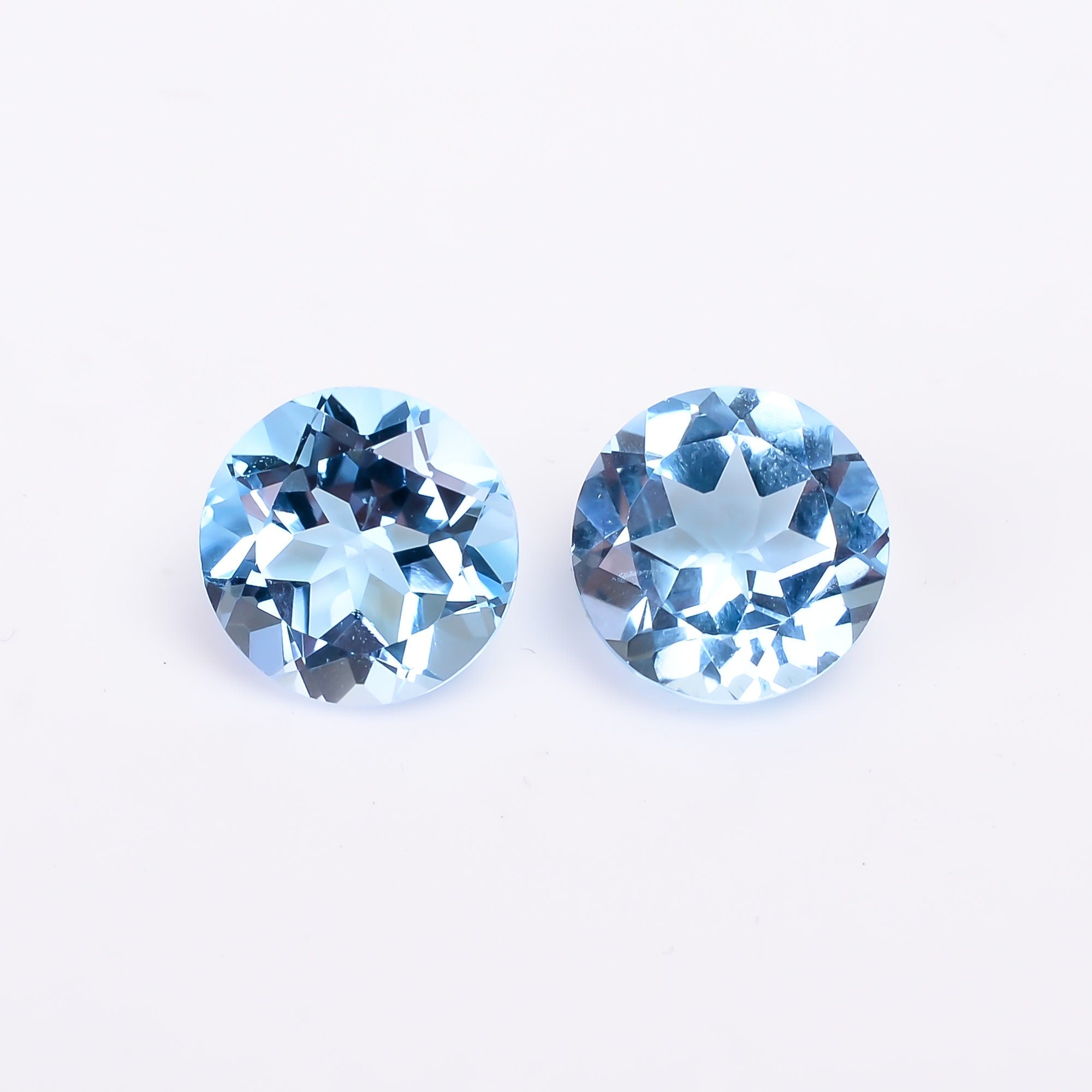 swiss blue topaz round shape cut stone natural loose gemstone pair