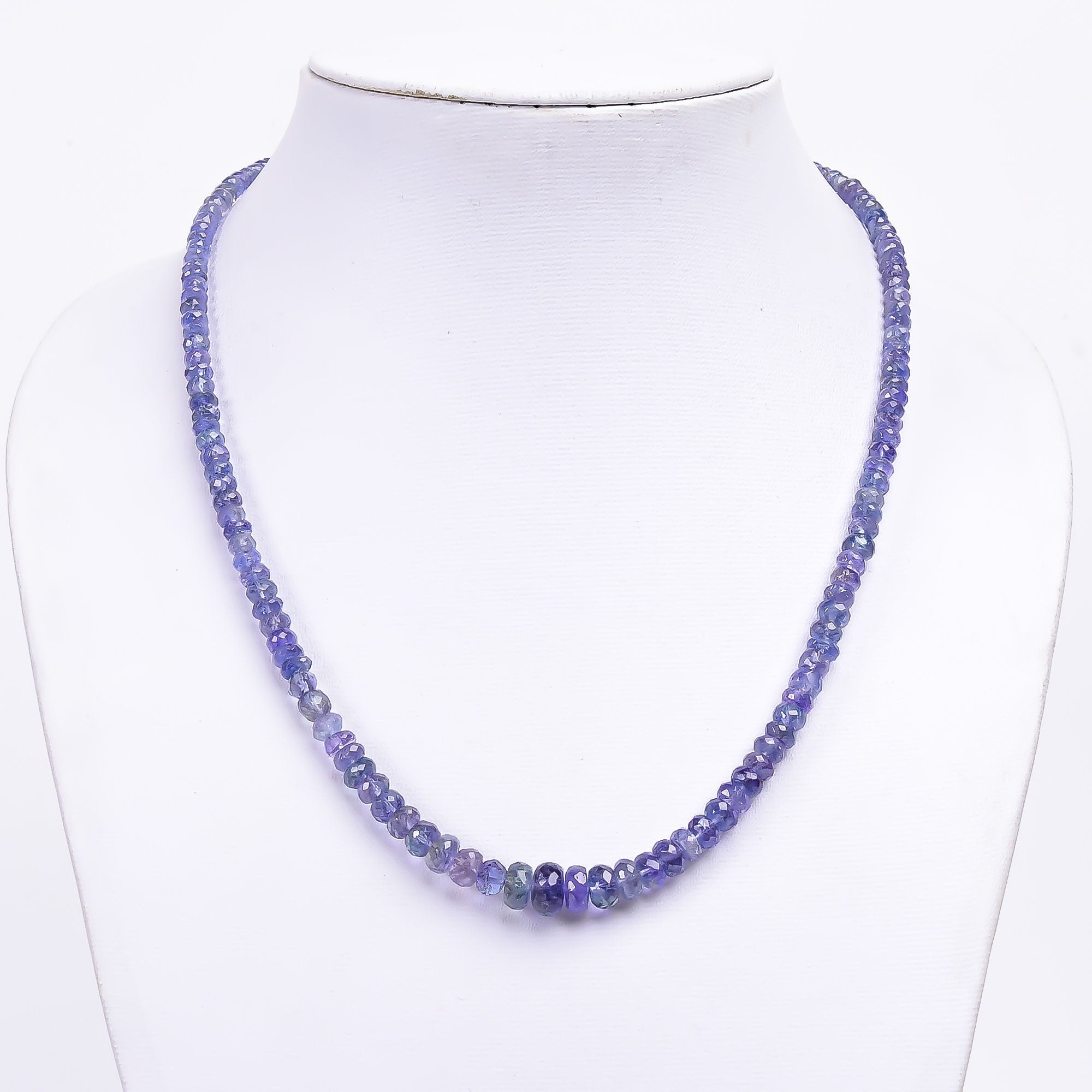 tanzanite natural gemstone rondelle shape faceted necklace 17 19 beads 4x4 8x8 mm 118 ct yn 403
