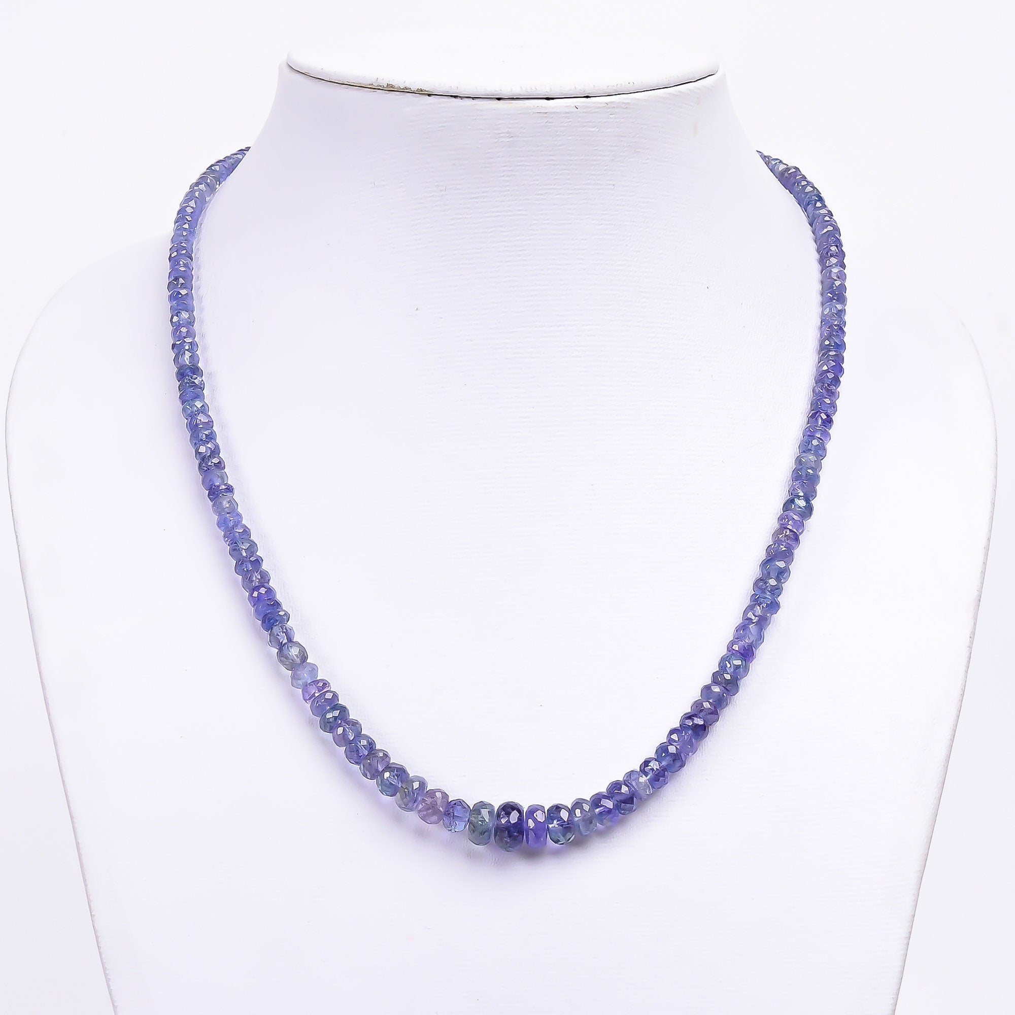 tanzanite natural gemstone rondelle shape faceted necklace 17 19 beads 4x4 8x8 mm 118 ct yn 403