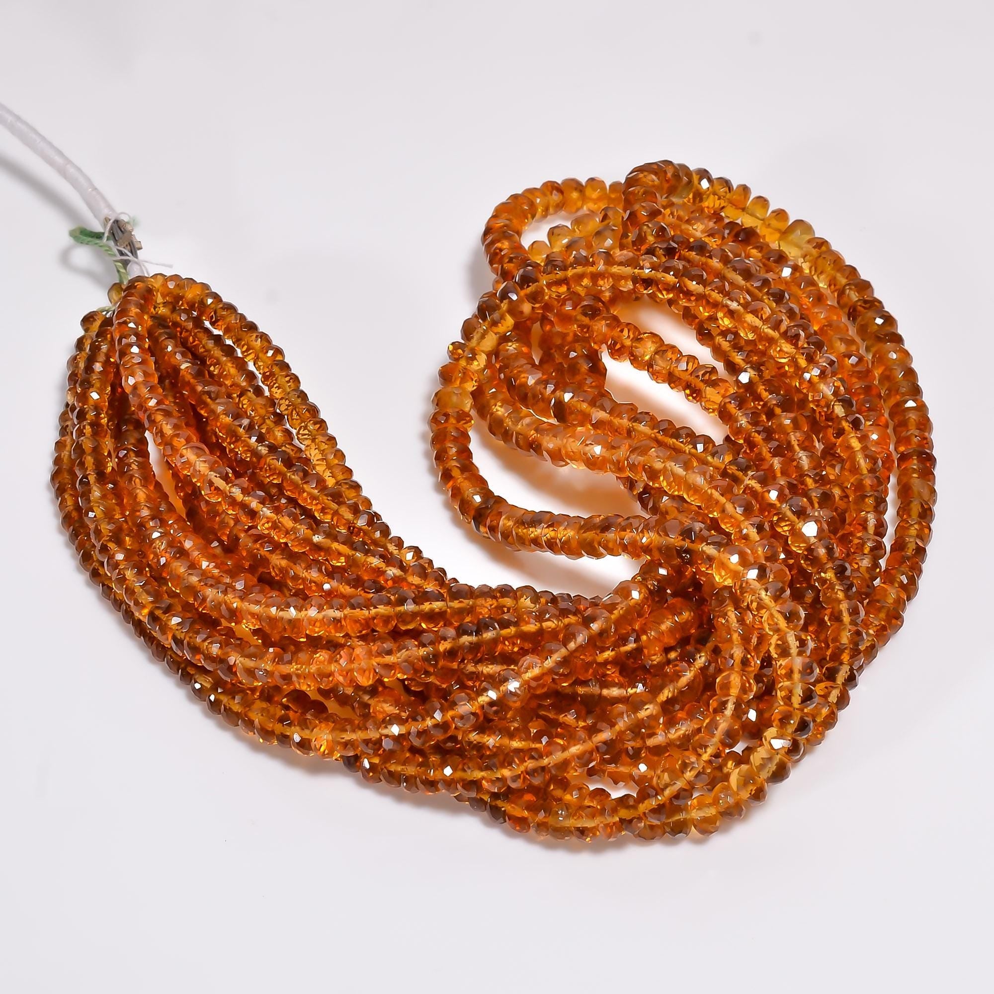 brandy citrine natural gemstone rondelle shape faceted 