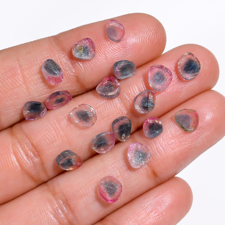tourmaline multi colour natural fancy shape slice loose gemstone 18 pcs lot
