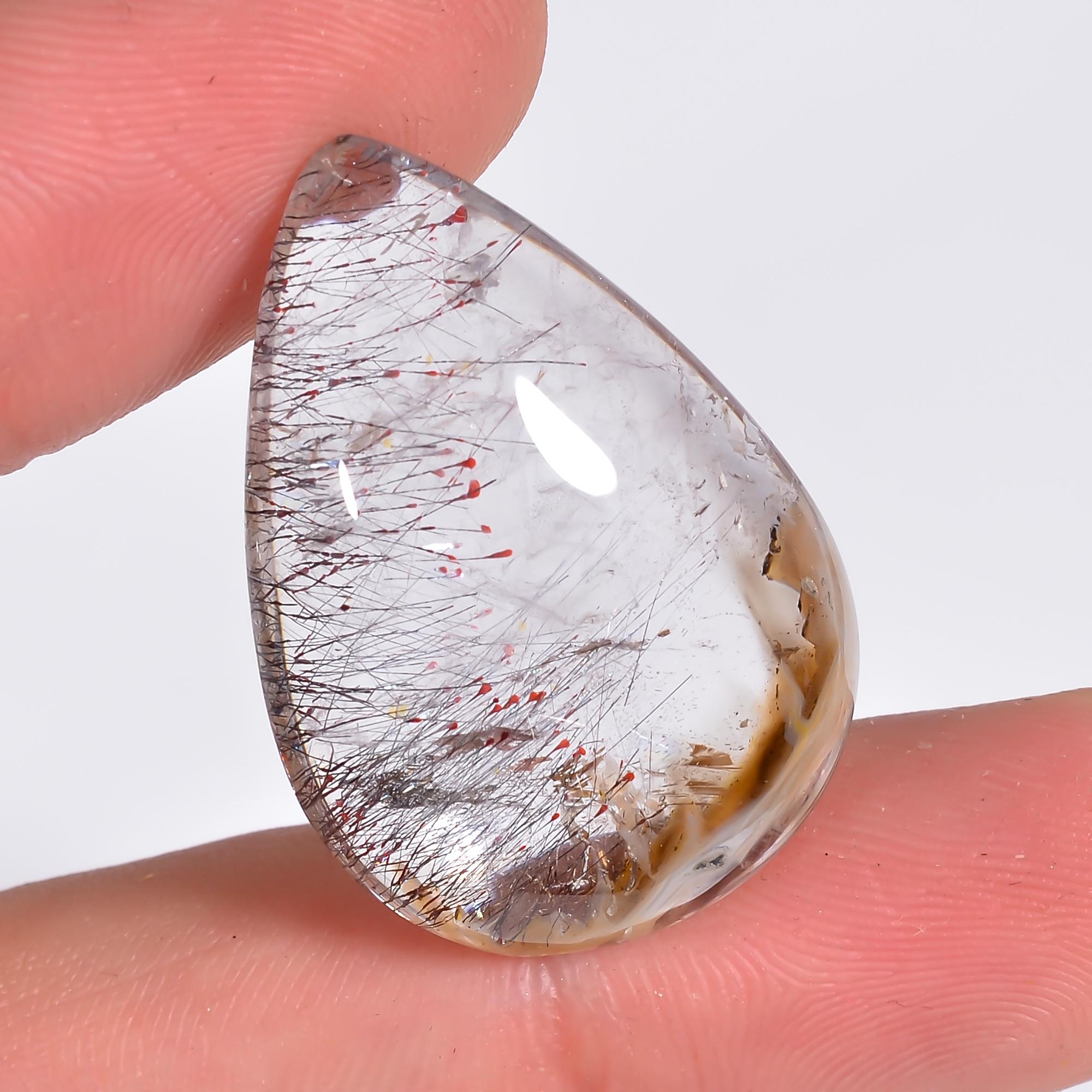 elestial quartz pear shape cabochon loose gemstone