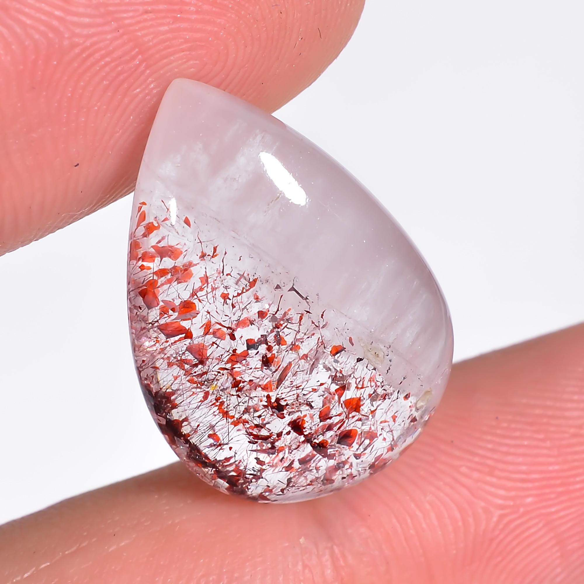 elestial quartz natural pear shape cabochon loose gemstone