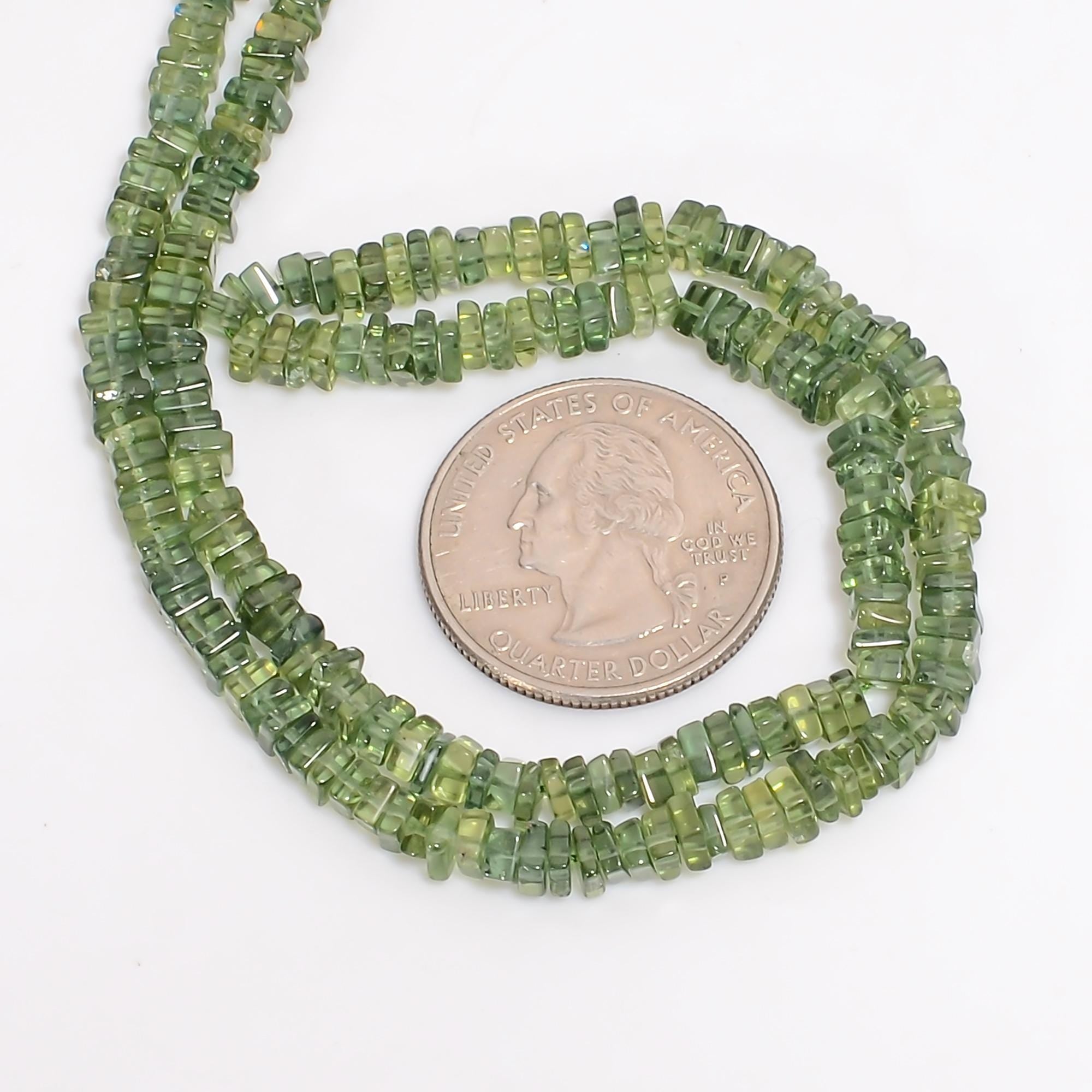 green apatite natural gemstone square shape faceted 23 lines strand 16 beads 4x4x2 mm 1322 5 ct yn 499