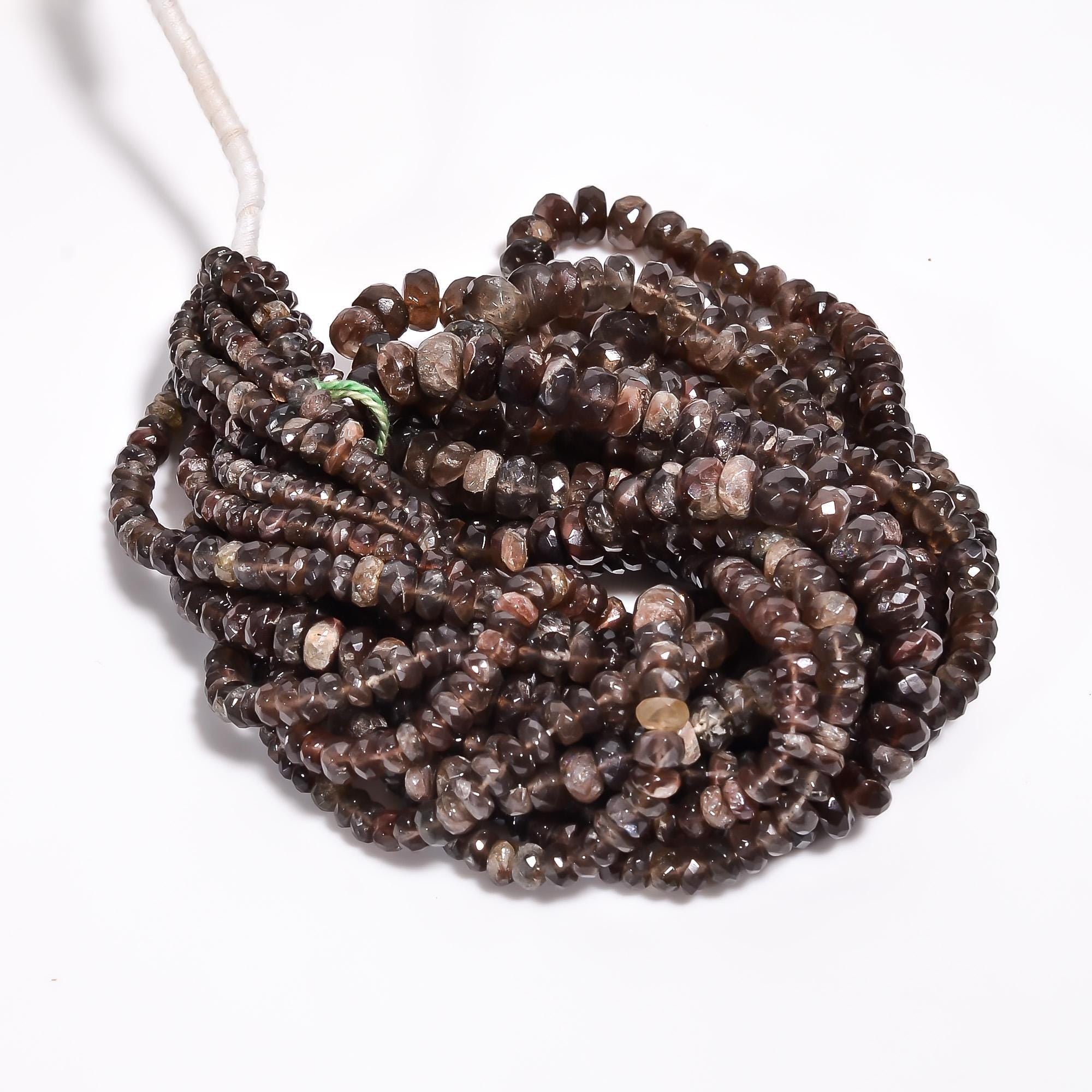 brown feldspar natural gemstone rondelle shape faceted 