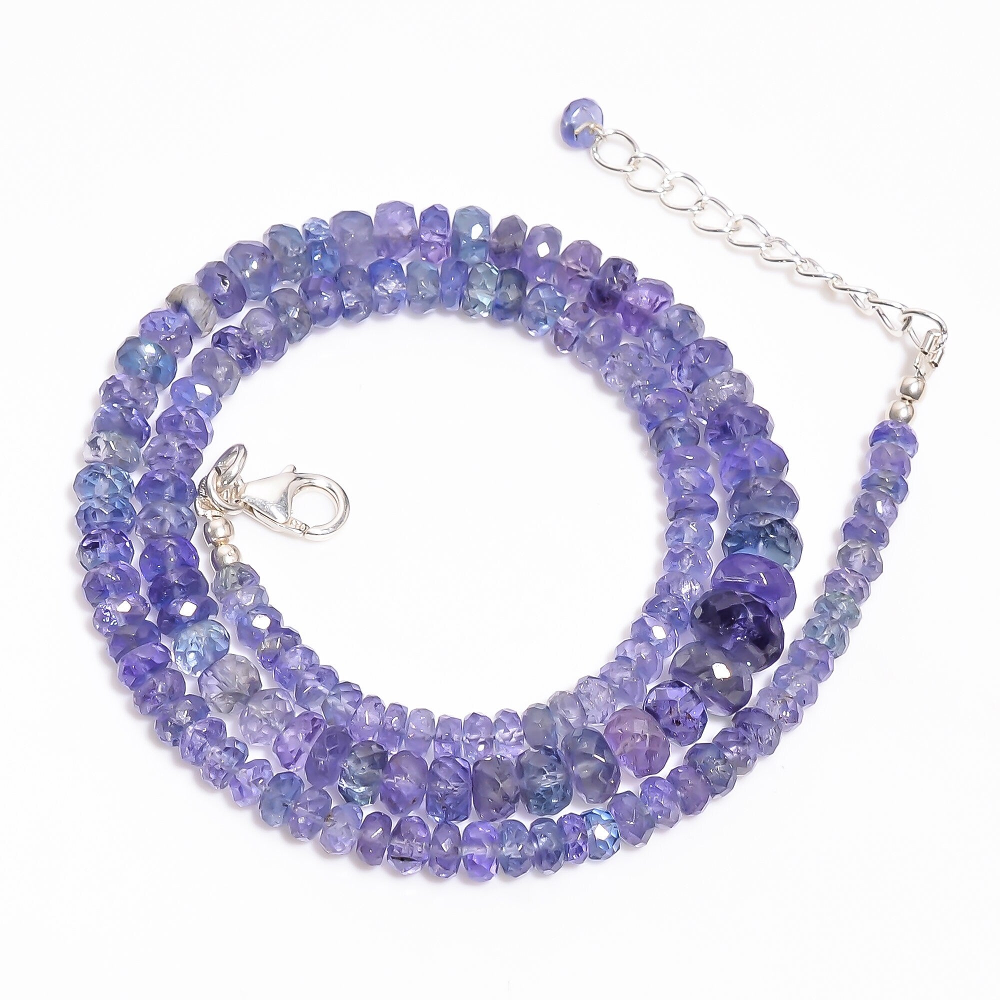 tanzanite natural gemstone rondelle shape faceted necklace 17 19 beads 4x4 8x8 mm 118 ct yn 403