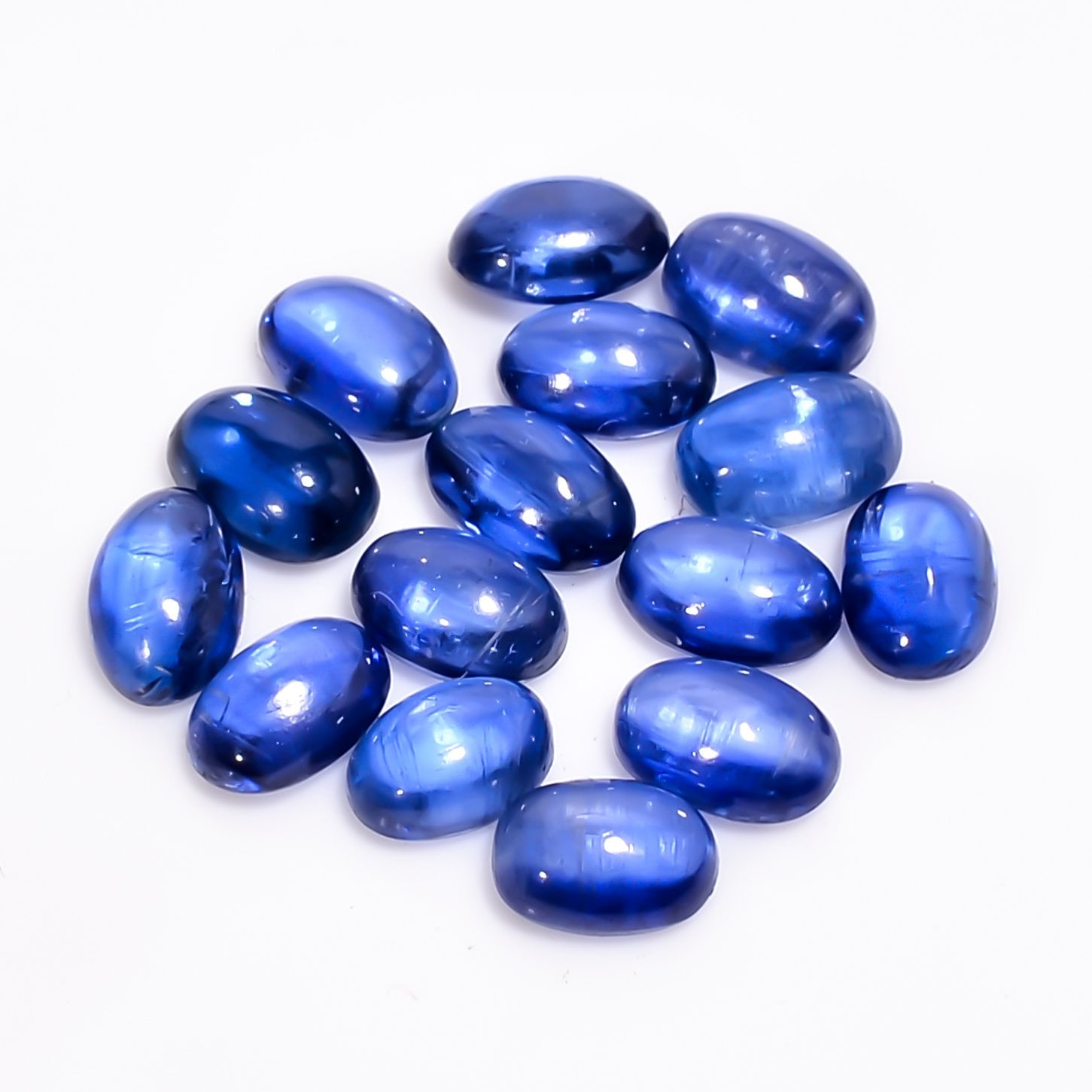 blue kyanite oval shape cabochon loose gemstone 15 pcs lot