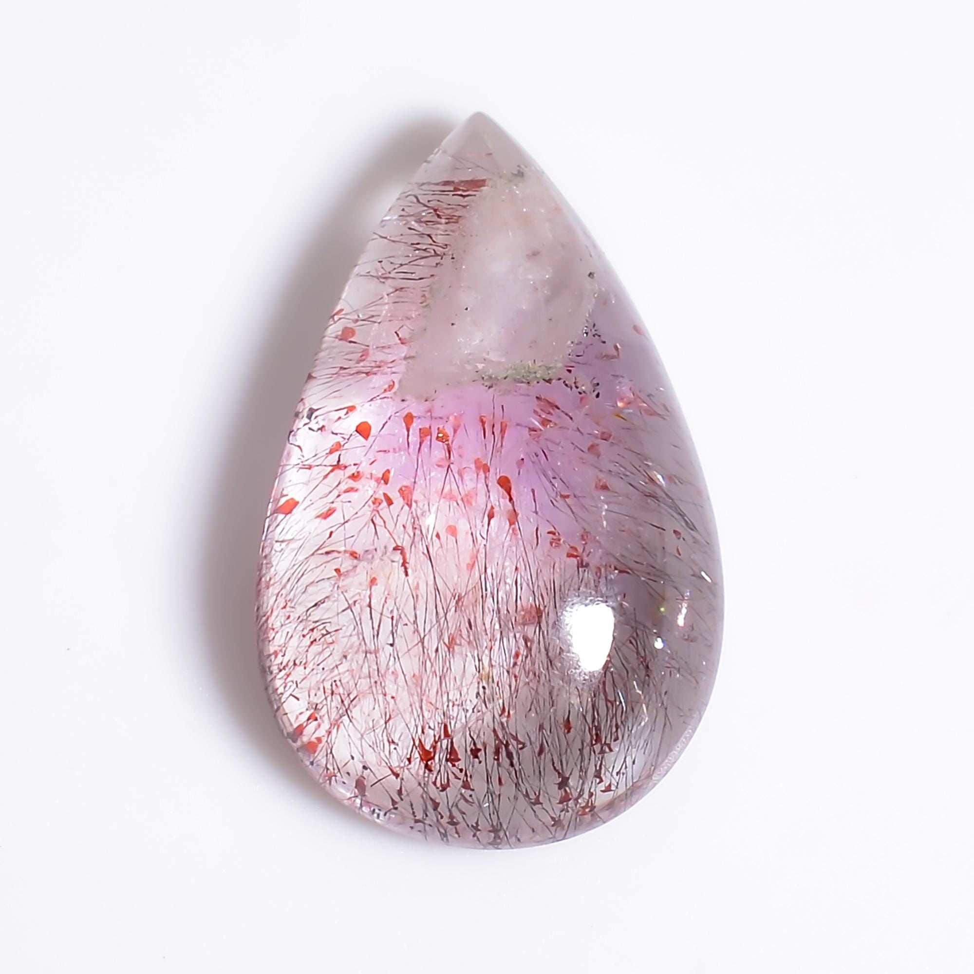 elestial quartz natural pear shape cabochon loose gemstone