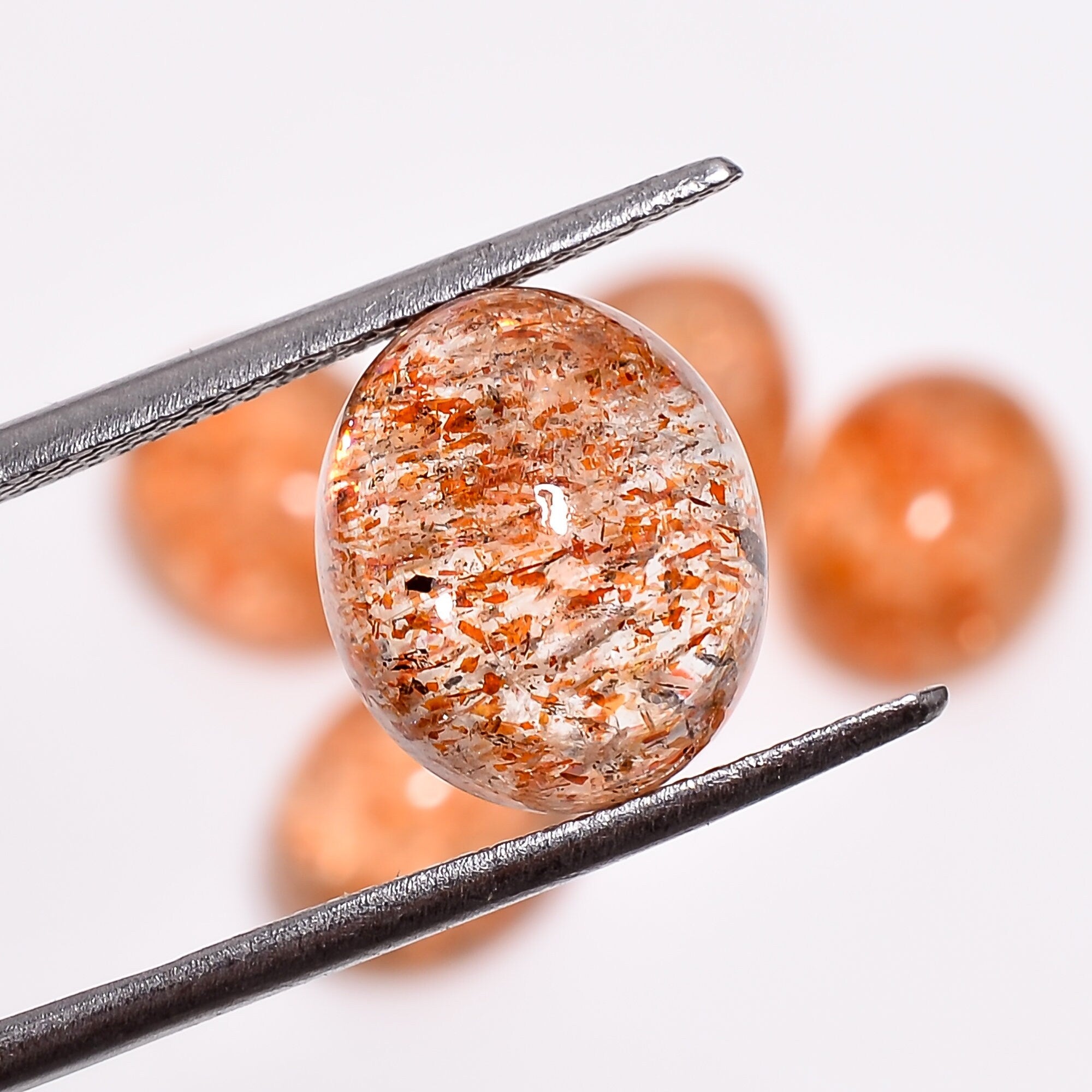 sunstone oval shape cabochon natural loose gemstone 5 pcs