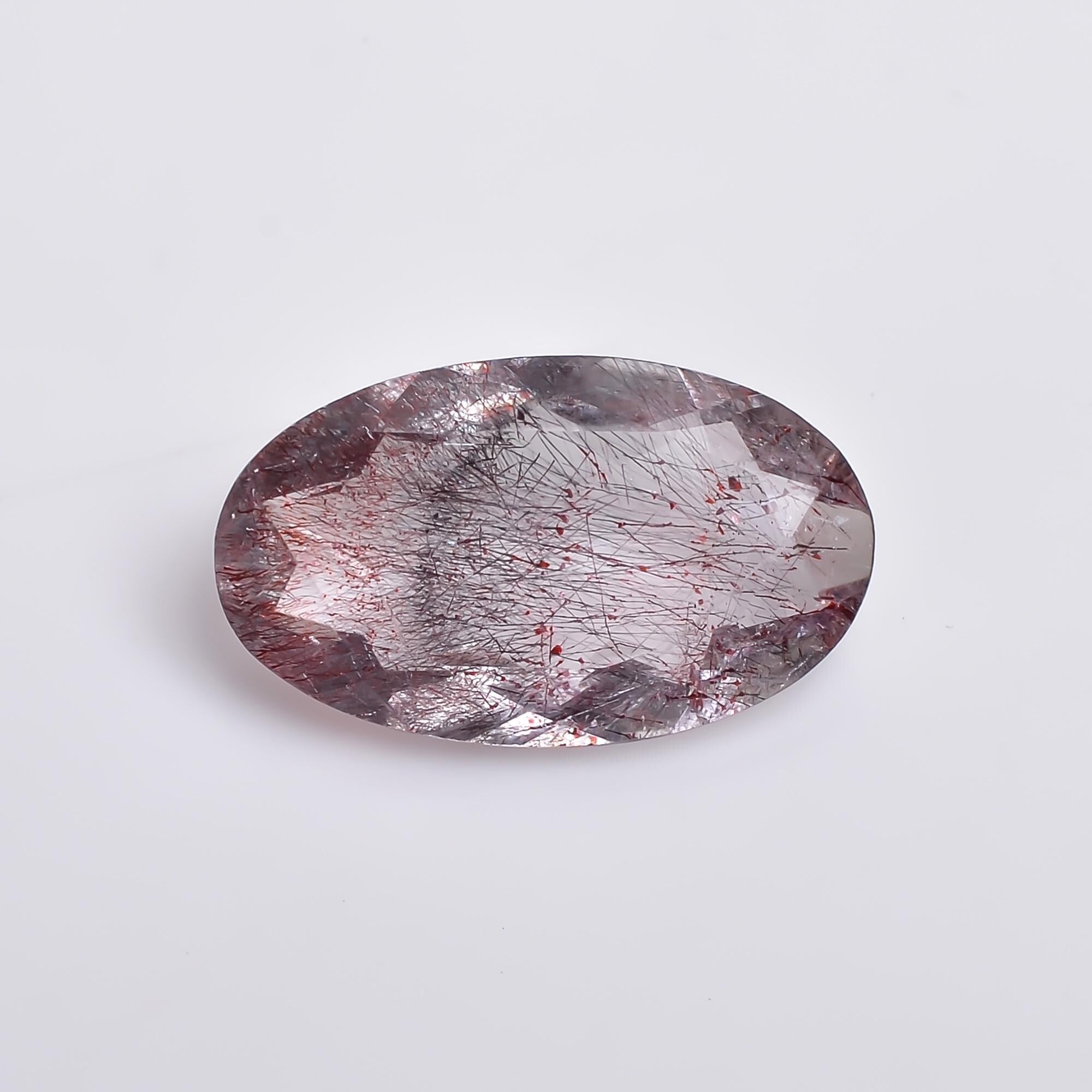 natural elestial quartz oval shape cut stone loose gemstone