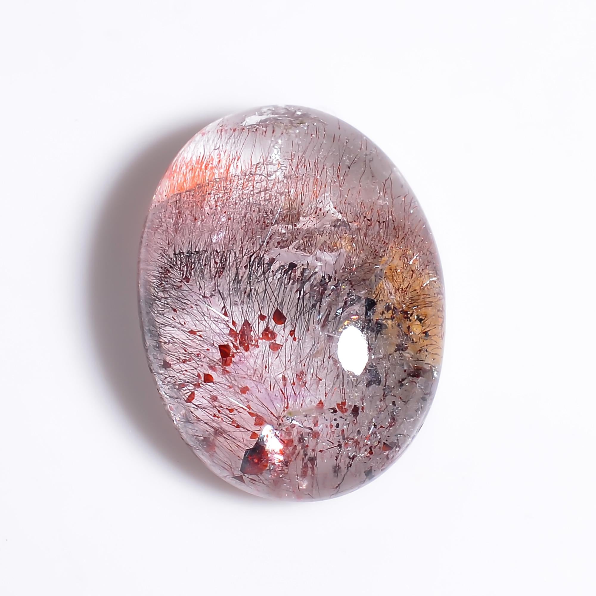 elestial quartz natural oval shape cabochon loose gemstone