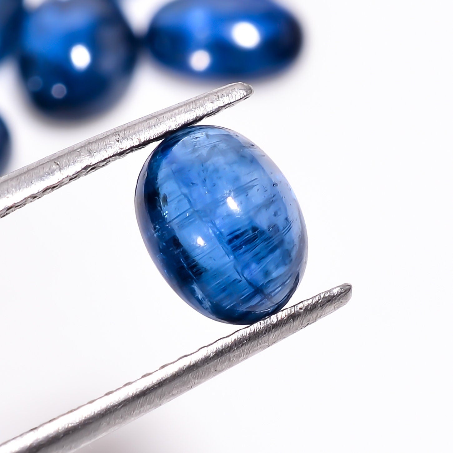 blue kyanite oval shape cabochon loose gemstone 8 pcs lot