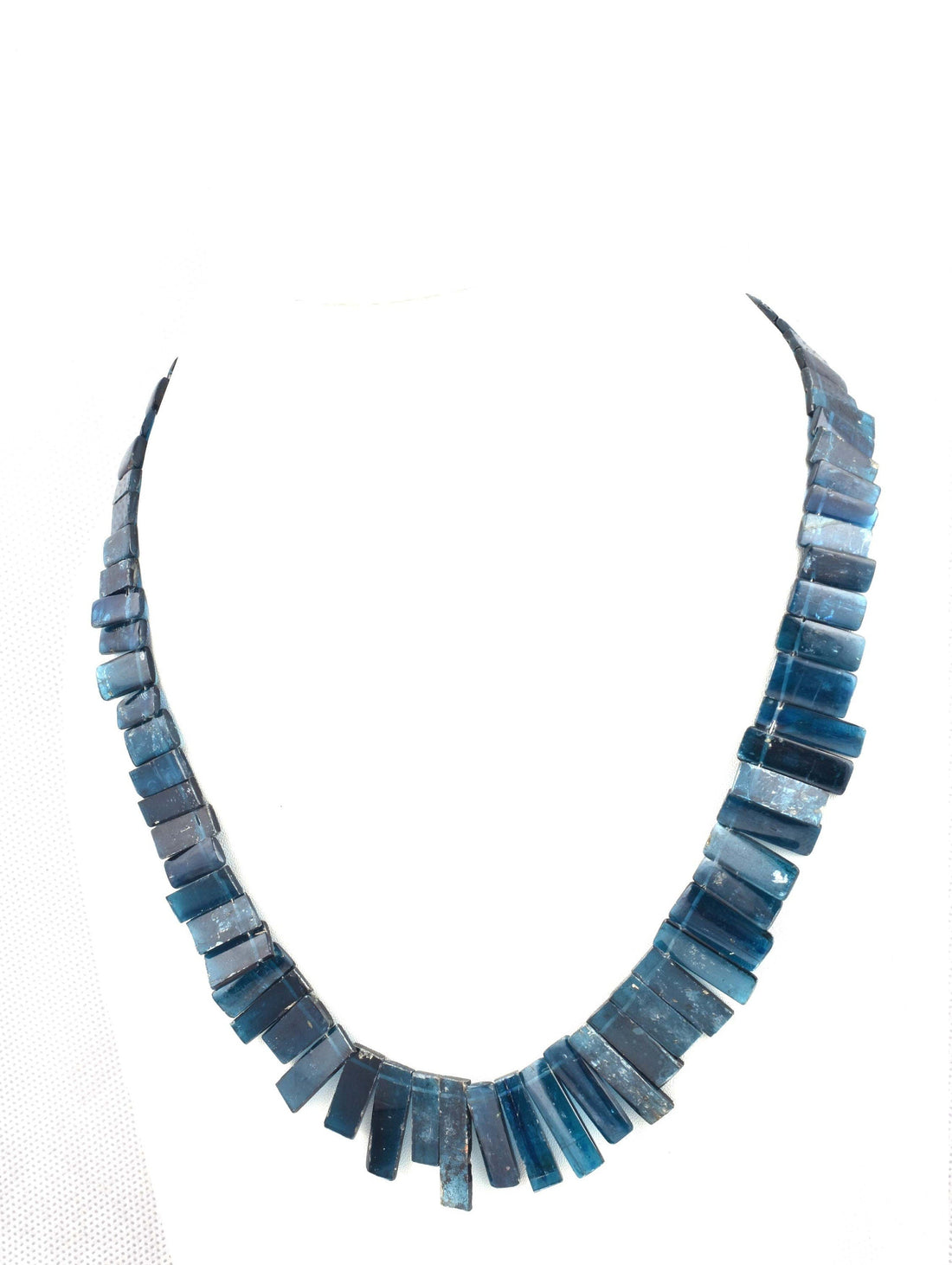 kyanite sticks necklace 16inch dark blue kyanite sticks 197cts yn 036 ready to wear adjustable sterling silver lock necklace kyanite beads