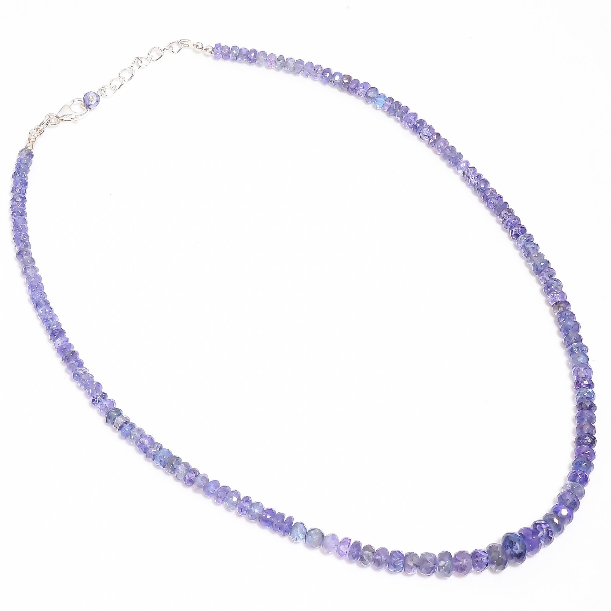 tanzanite natural gemstone rondelle shape faceted necklace 17 19 beads 4x4 8x8 mm 118 ct yn 403