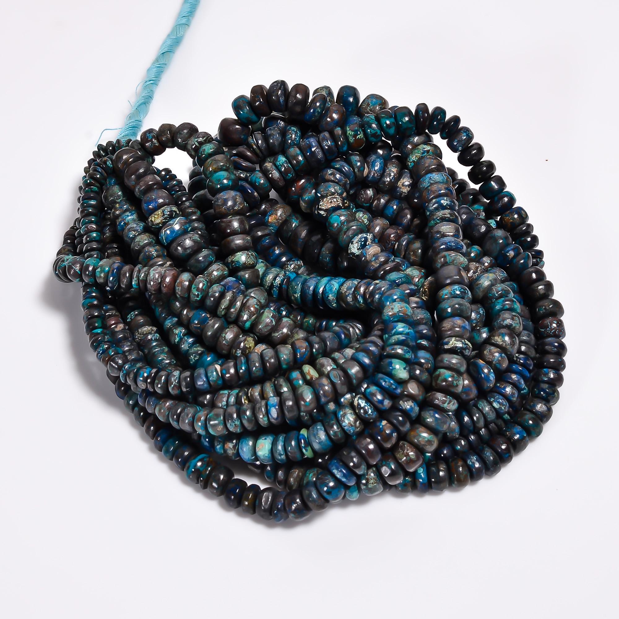 chrysocolla natural gemstone rondelle shape smooth