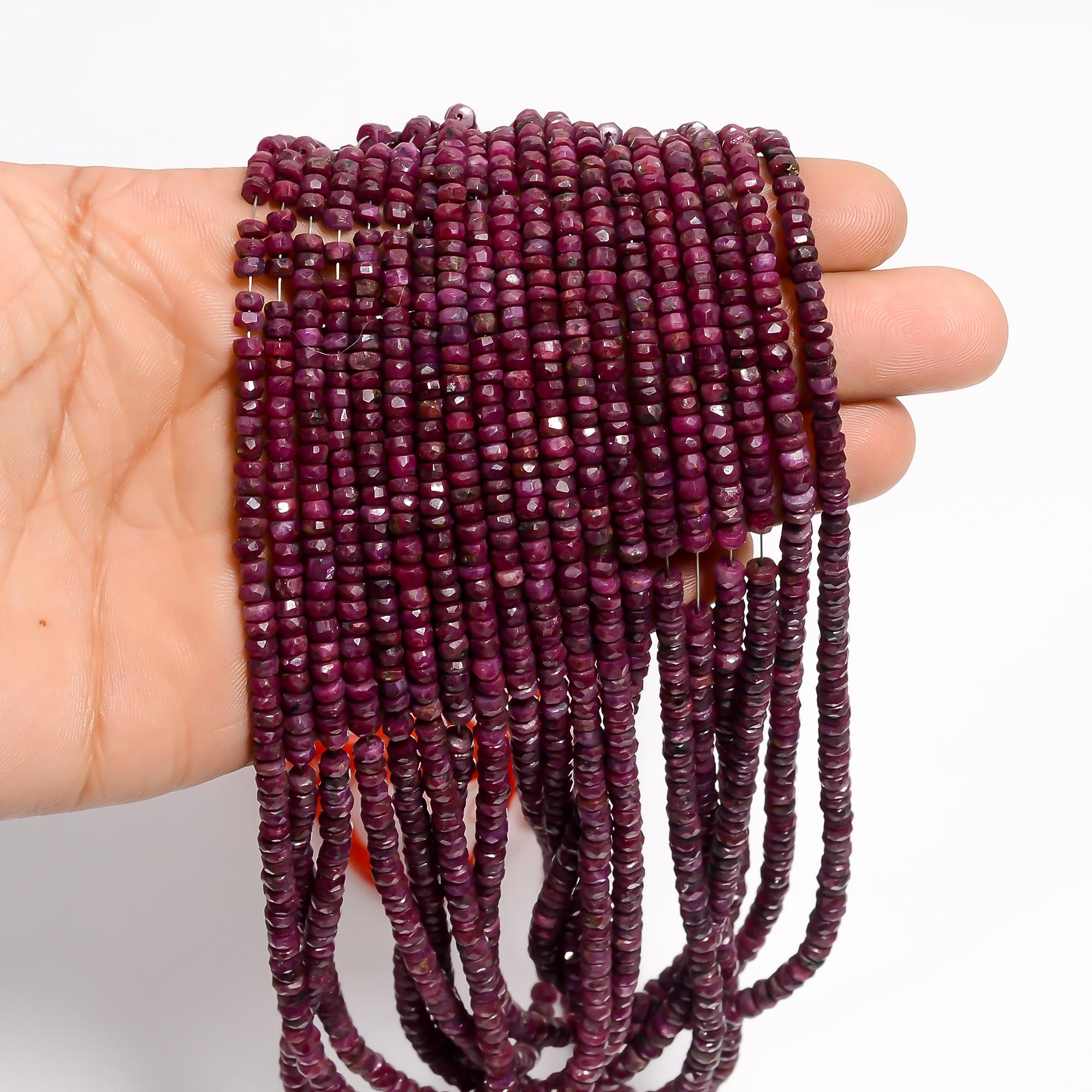 pink ruby natural gemstone rondelle shape faceted 