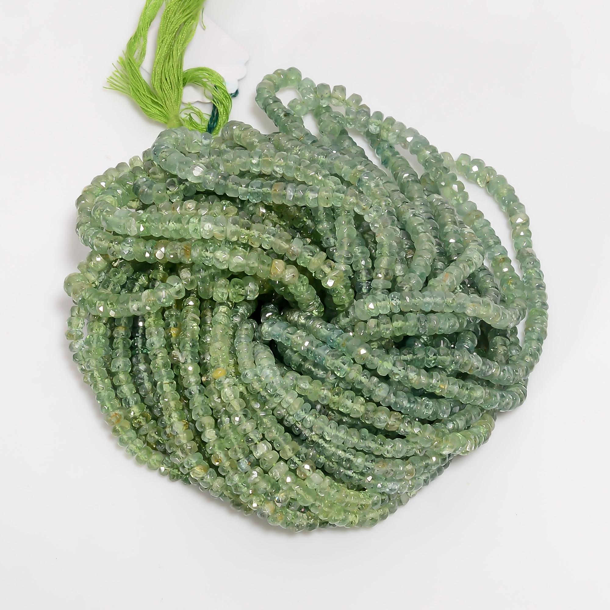 mint green kyanite natural gemstone rondelle shape faceted 