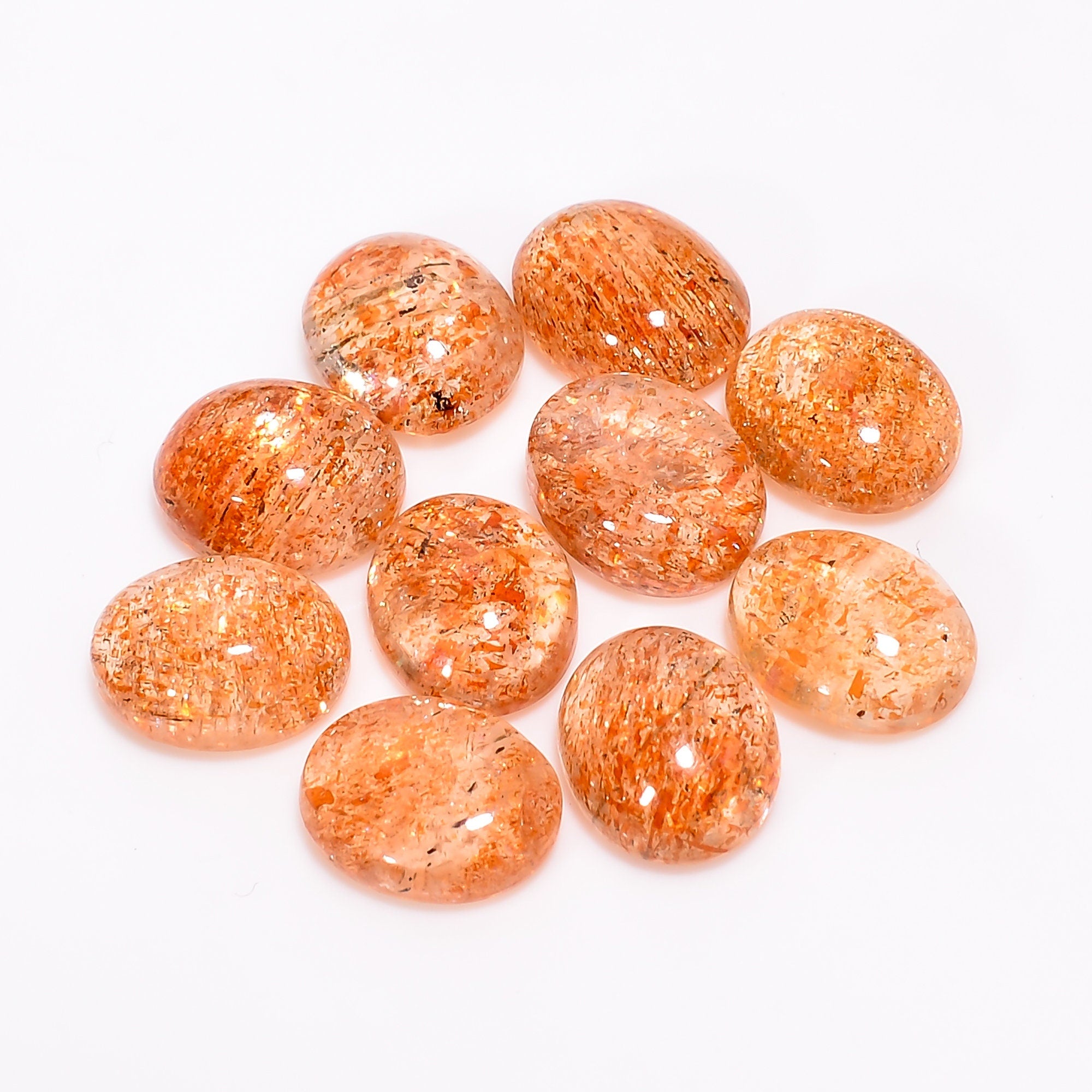 sunstone oval shape cabochon natural loose gemstone 10 pcs lot