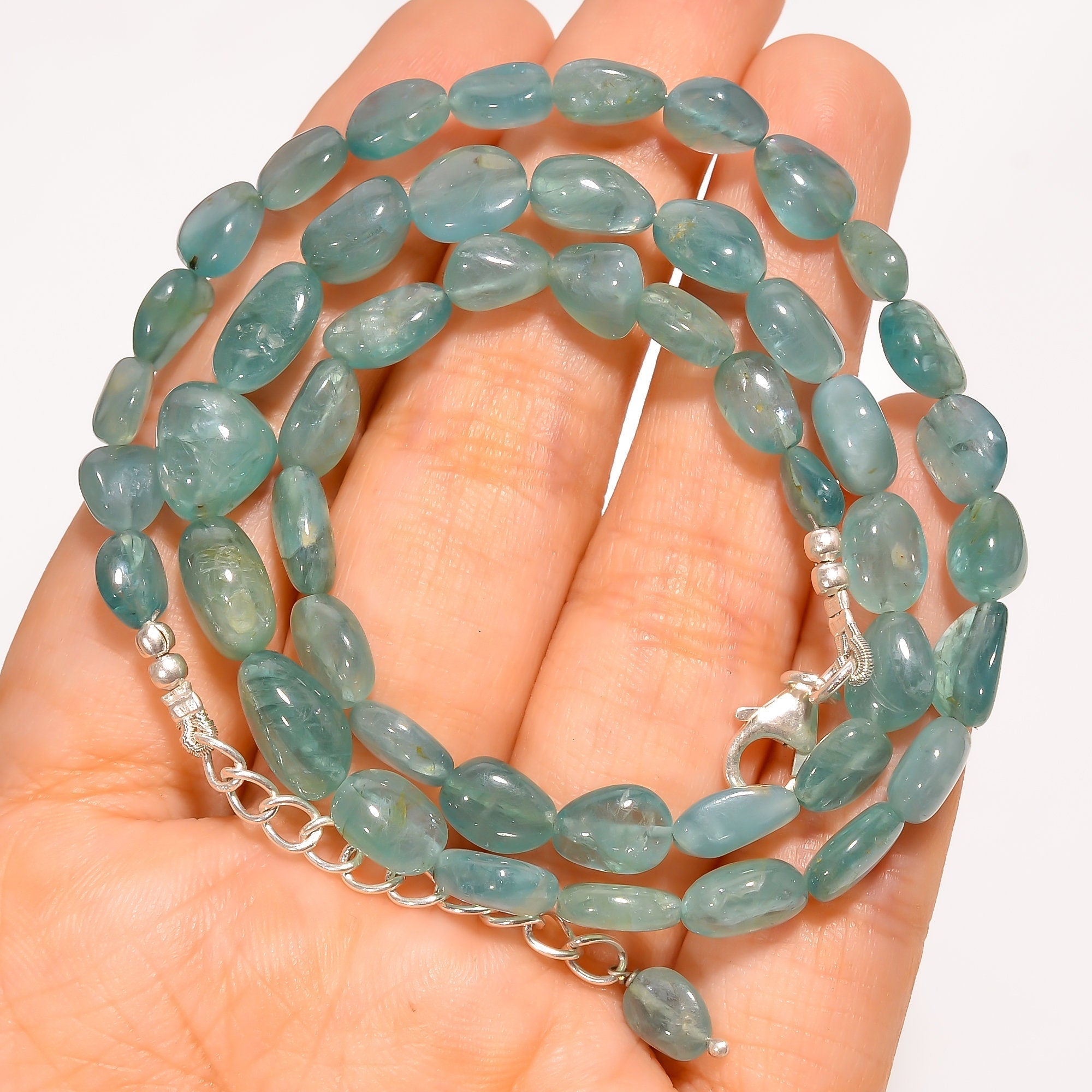 grandidierite natural tumbled shape smooth gemstone necklace