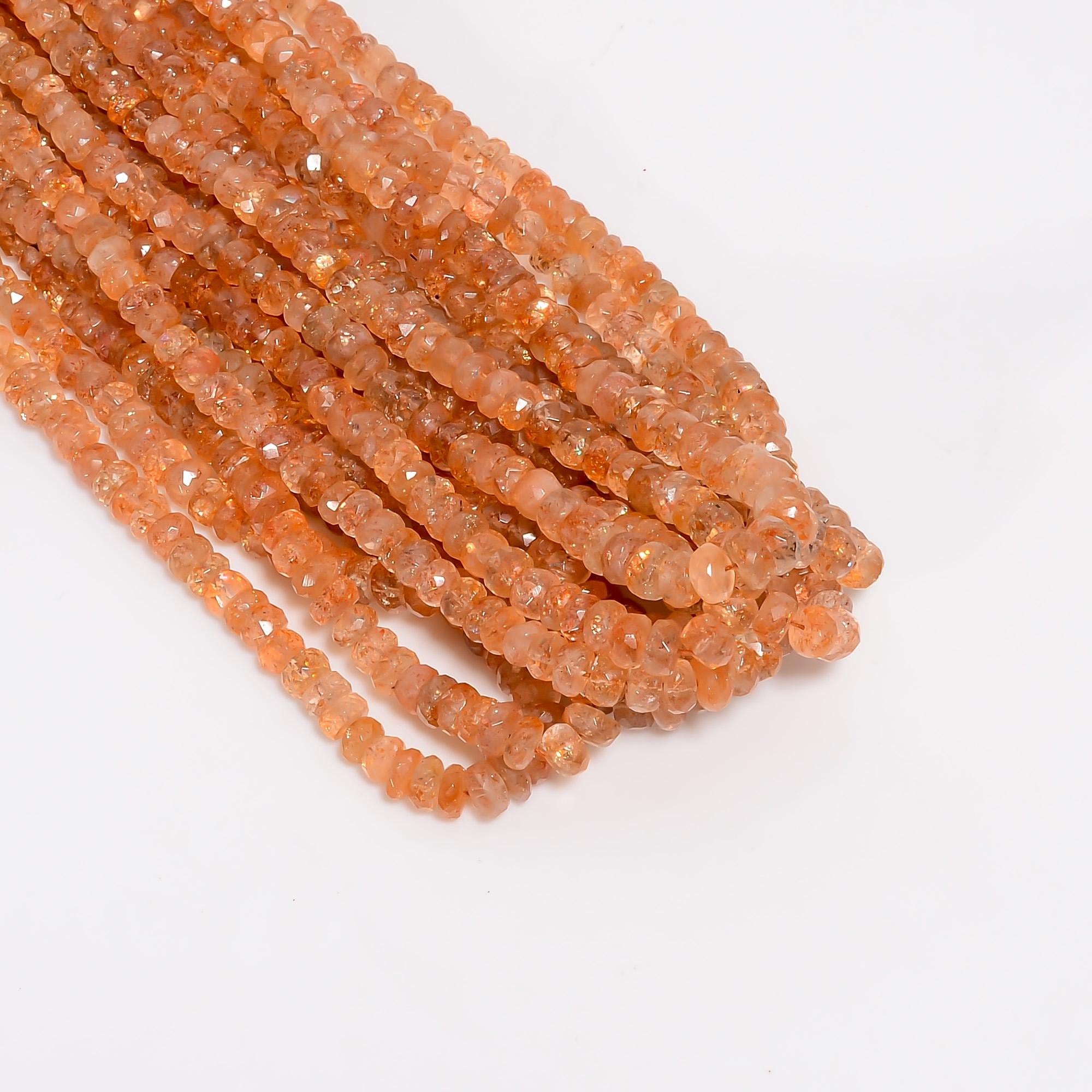 sunstone natural gemstone rondelle shape faceted 