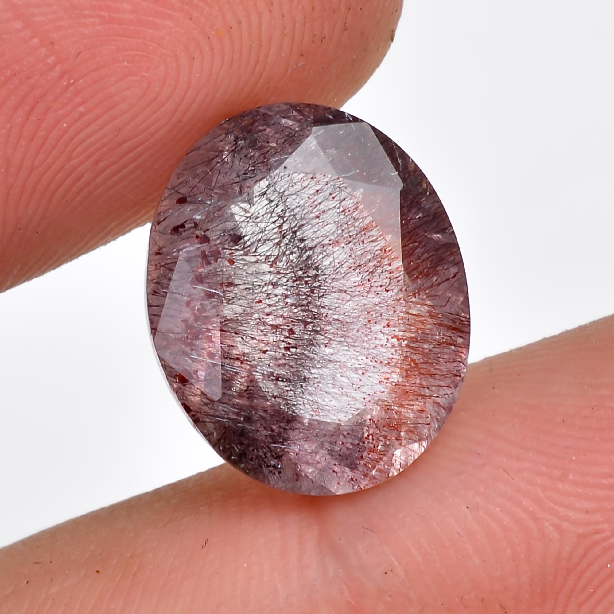 elestial quartz oval shape cut stone loose gemstone