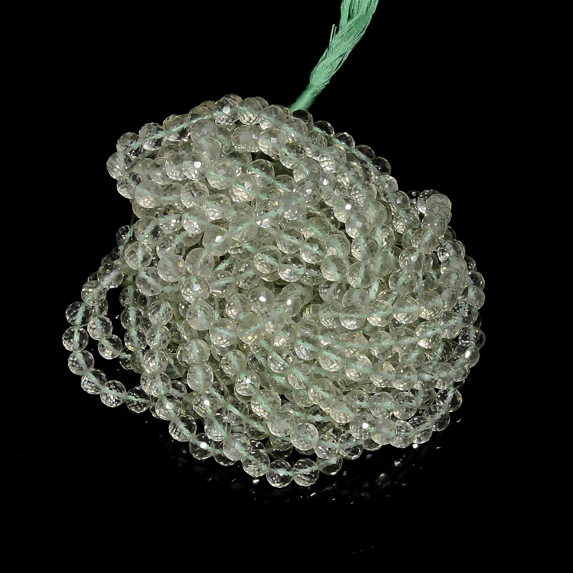 green amethyst natural gemstone round shape faceted 