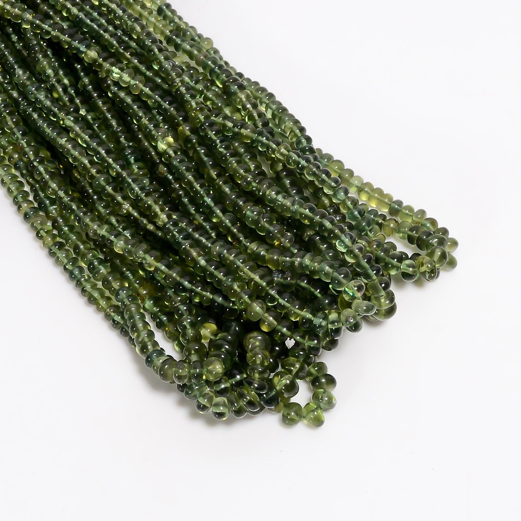 green apatite natural gemstone rondelle shape smooth 13 lines strand 16 beads 5x5x3 mm 1255 ct yn 500