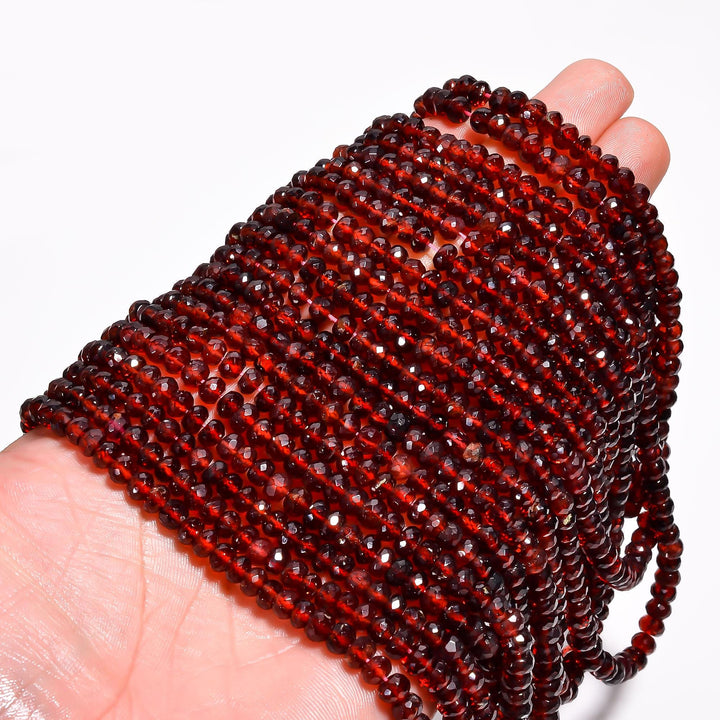 mozambique red garnet natural gemstone rondelle shape faceted 