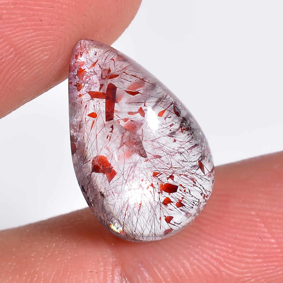 Elestial Quartz Natural Pear Shape Cabochon Loose Gemstone Ct