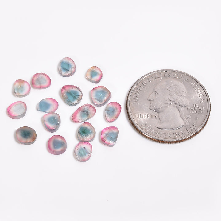 tourmaline multi colour natural fancy shape slice loose gemstone 16 pcs lot