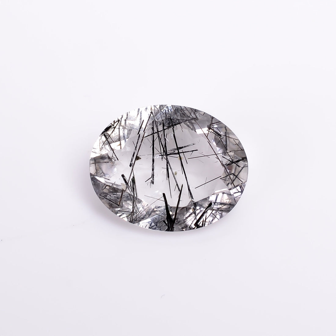 black rutile natural quartz oval shape cut stone loose gemstone