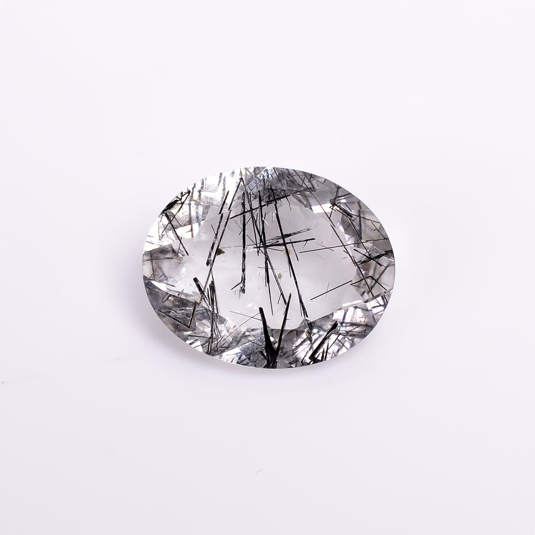black rutile natural quartz oval shape cut stone loose gemstone