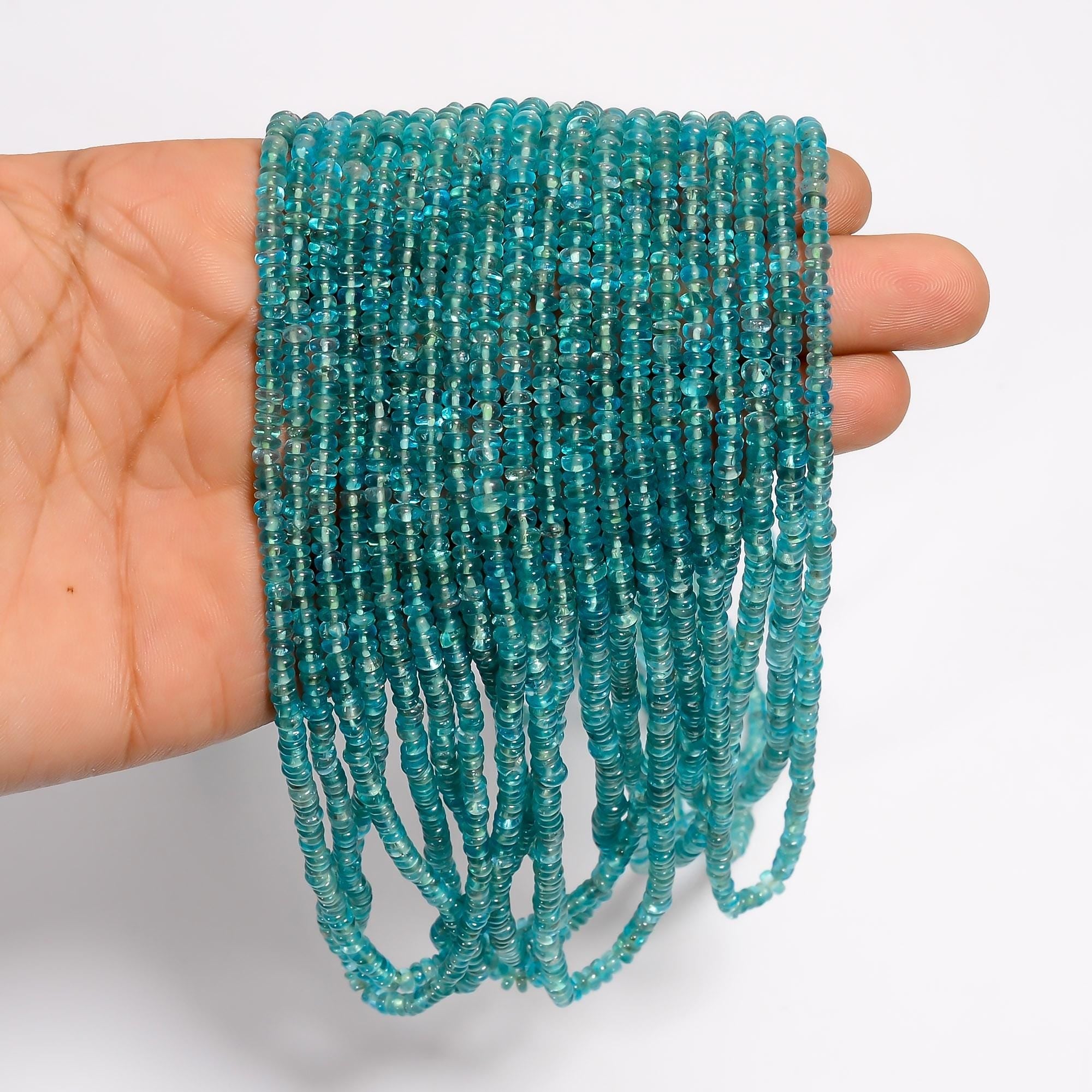 sky apatite natural gemstone rondelle shape smooth 14 lines strand 16 beads 5x5x3 mm 650 5 ct yn 502