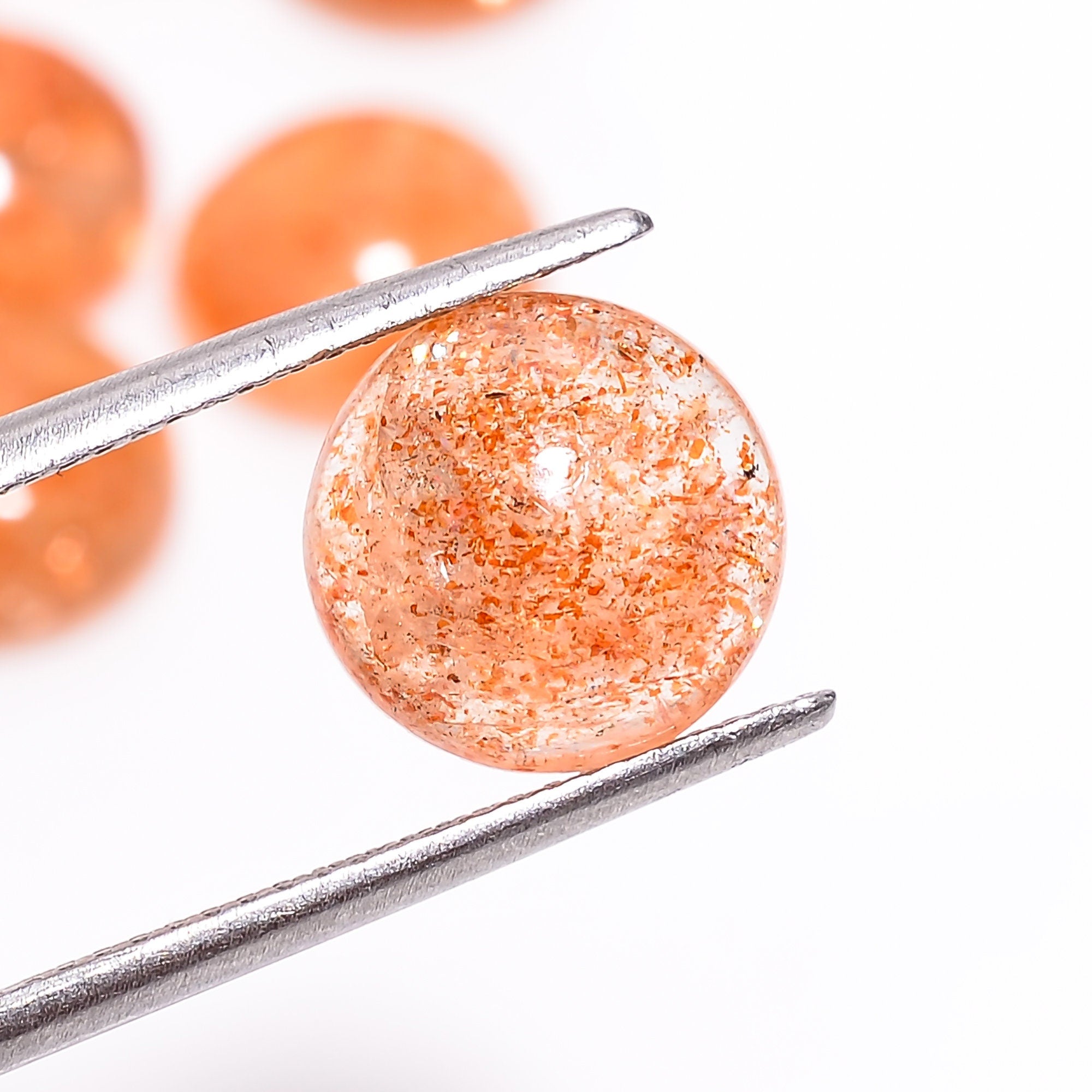 sunstone round shape cabochon natural loose gemstone 7 pcs lot