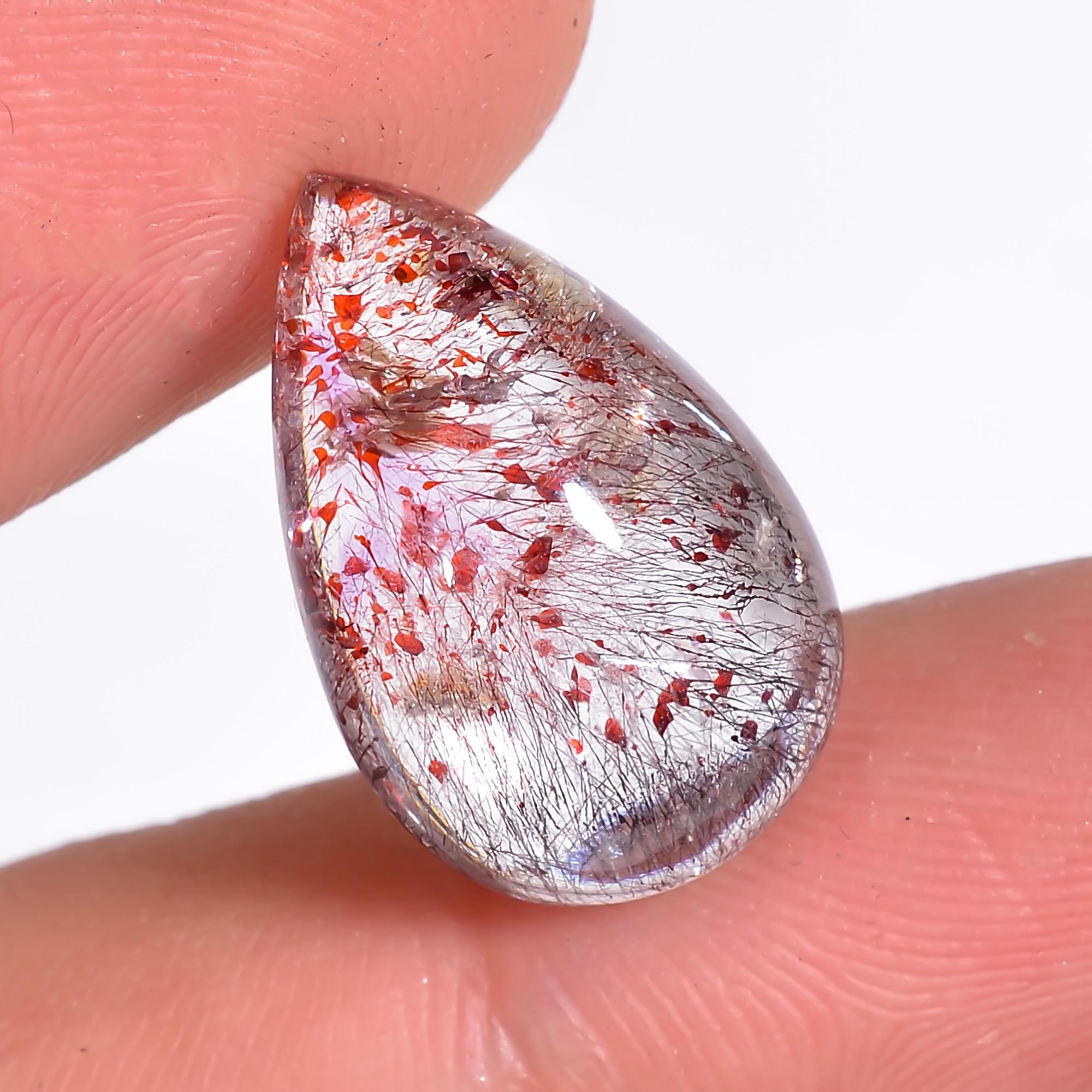 elestial quartz natural pear shape cabochon loose gemstone