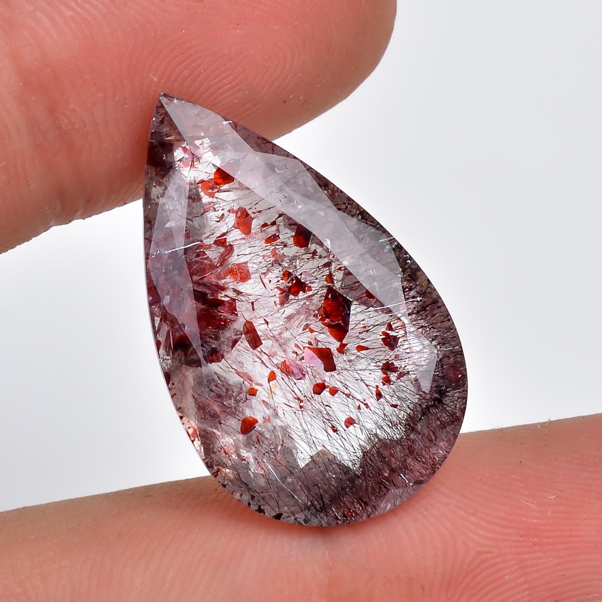 natural elestial quartz pear shape faceted loose gemstone