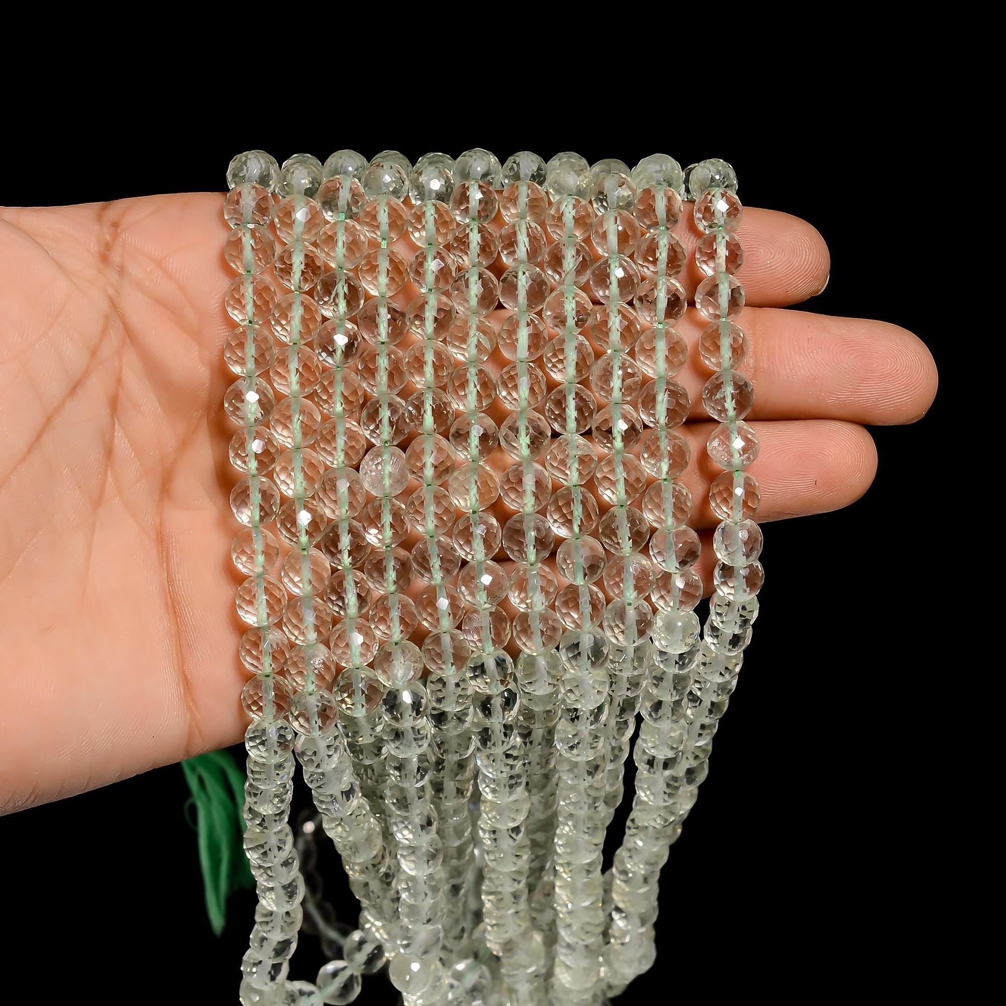 green amethyst natural gemstone round shape faceted 