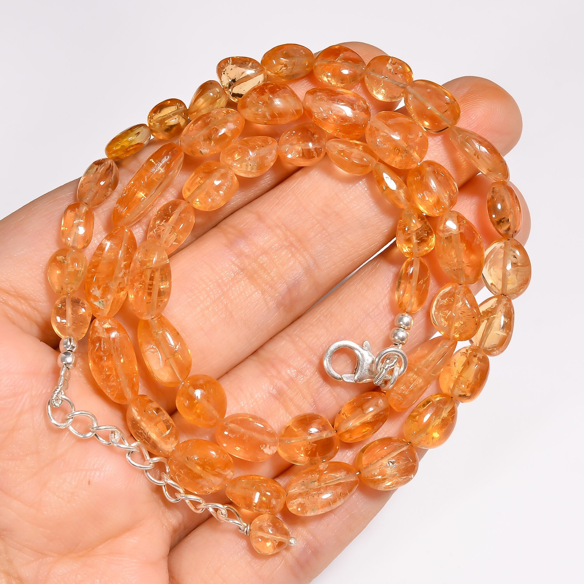 imperial topaz natural gemstone tumbled shape smooth necklace 