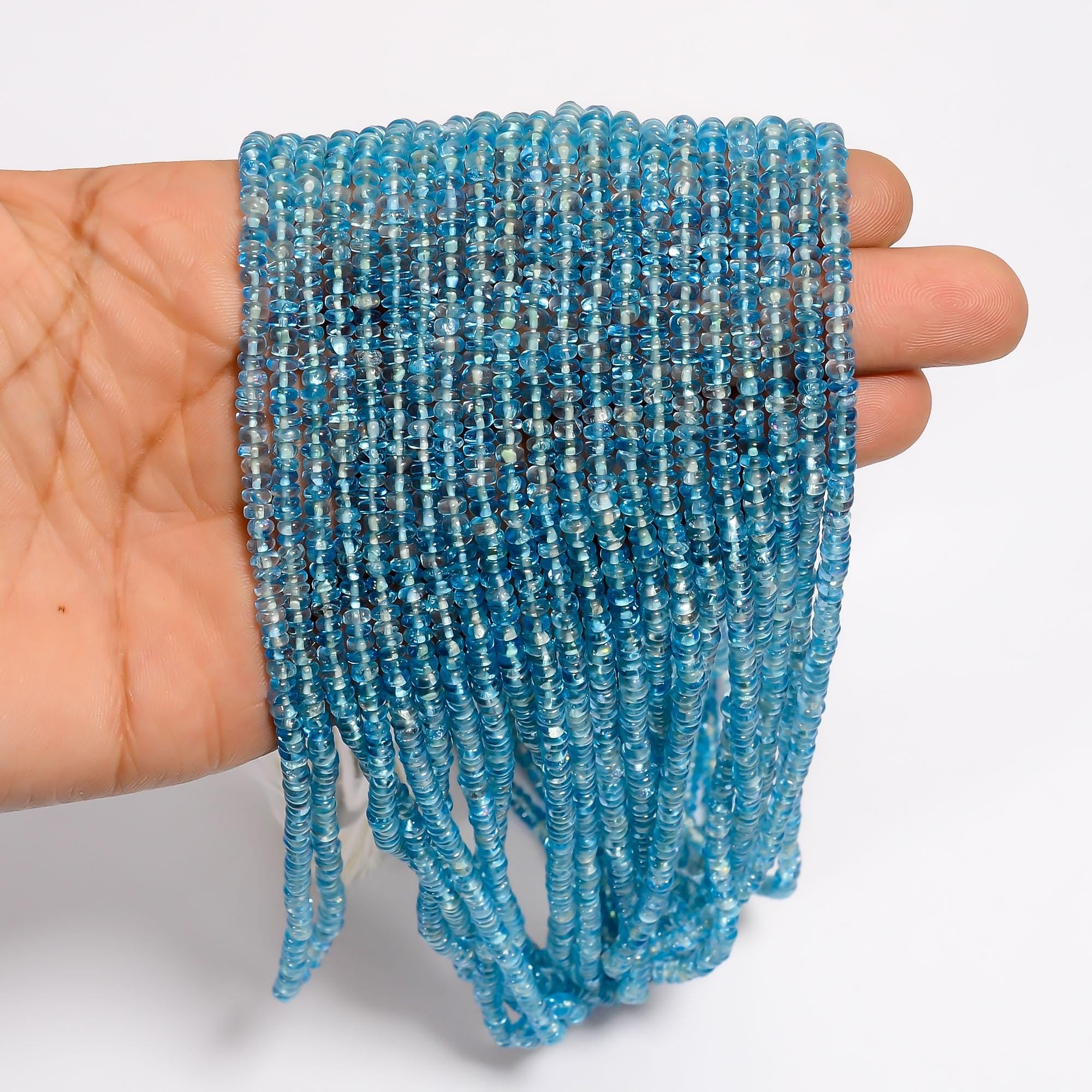 apatite natural gemstone rondelle shape smooth 18 lines strand 16 beads 5x5x3 mm 851 5 ct yn 504