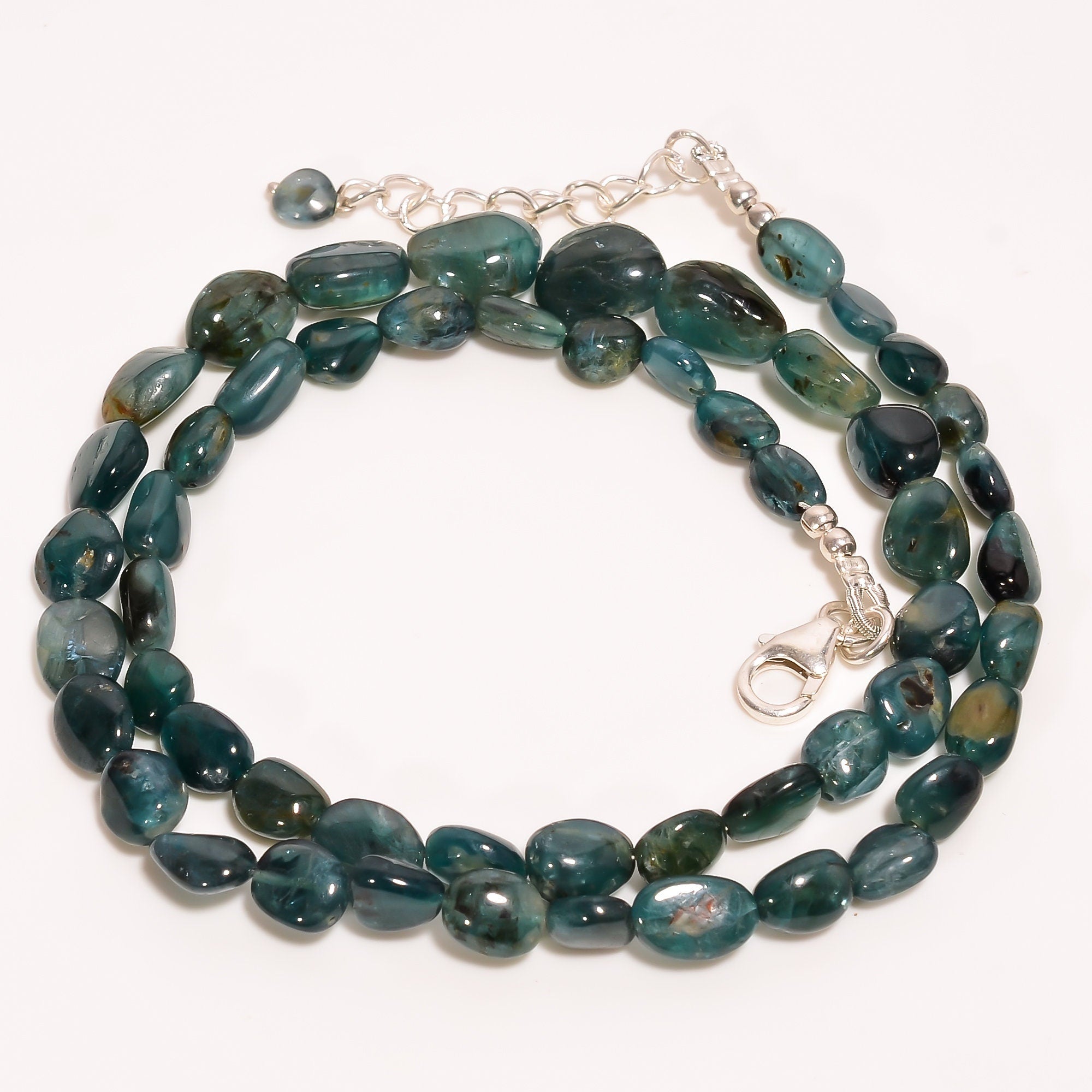 grandidierite natural tumbled shape smooth gemstone necklace