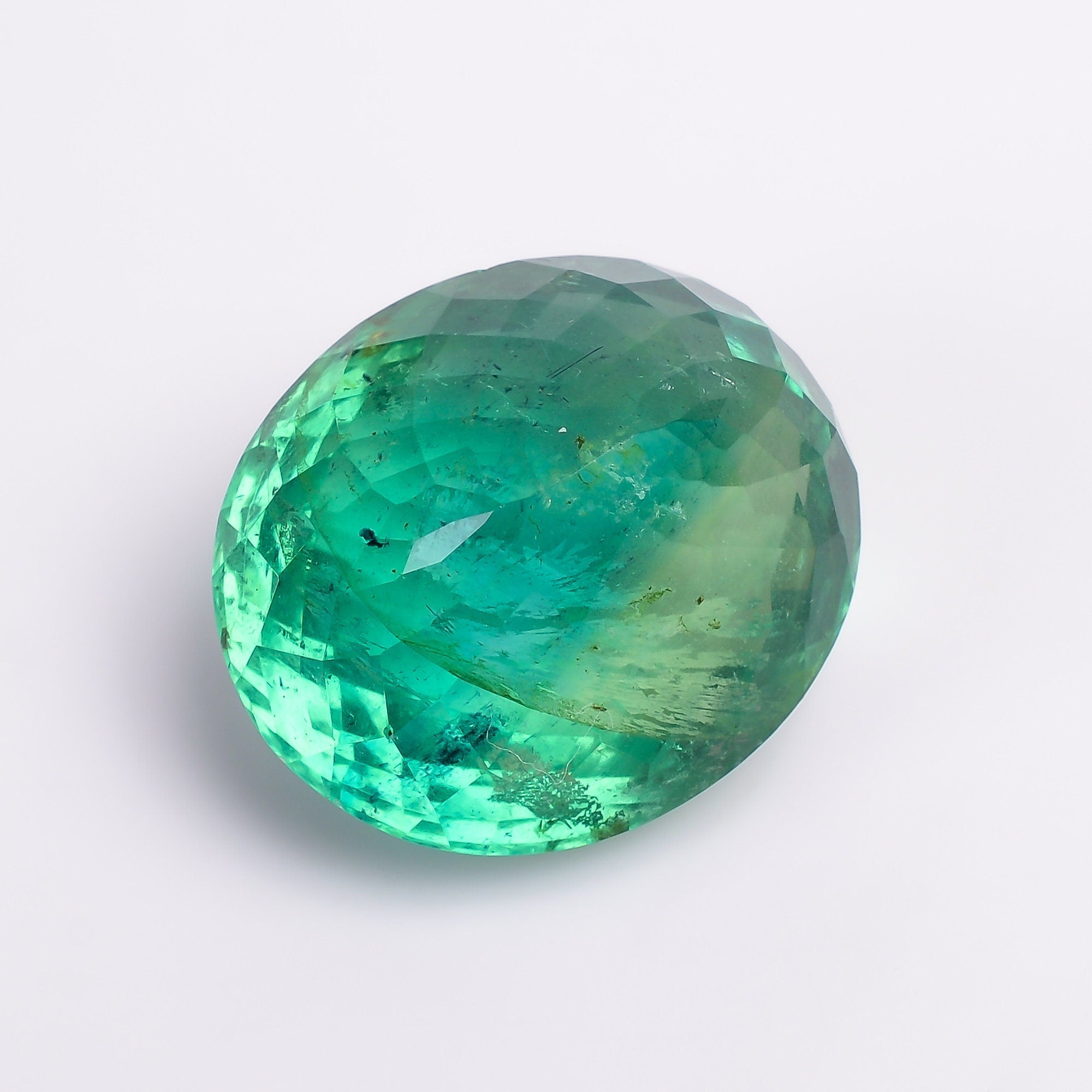 one of a kind natural green fluorite oval shape faceted 100 ct 28x25x22 mm y 2767