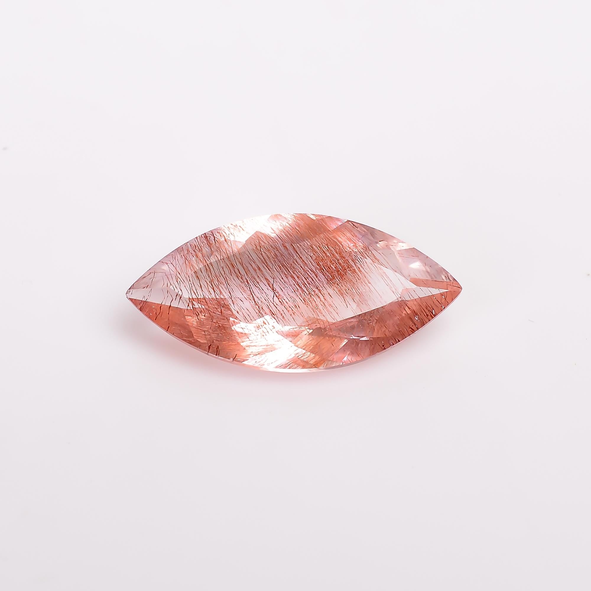 elestial quartz with lepidocrocite natural marquise shape cut stone loose gemstone