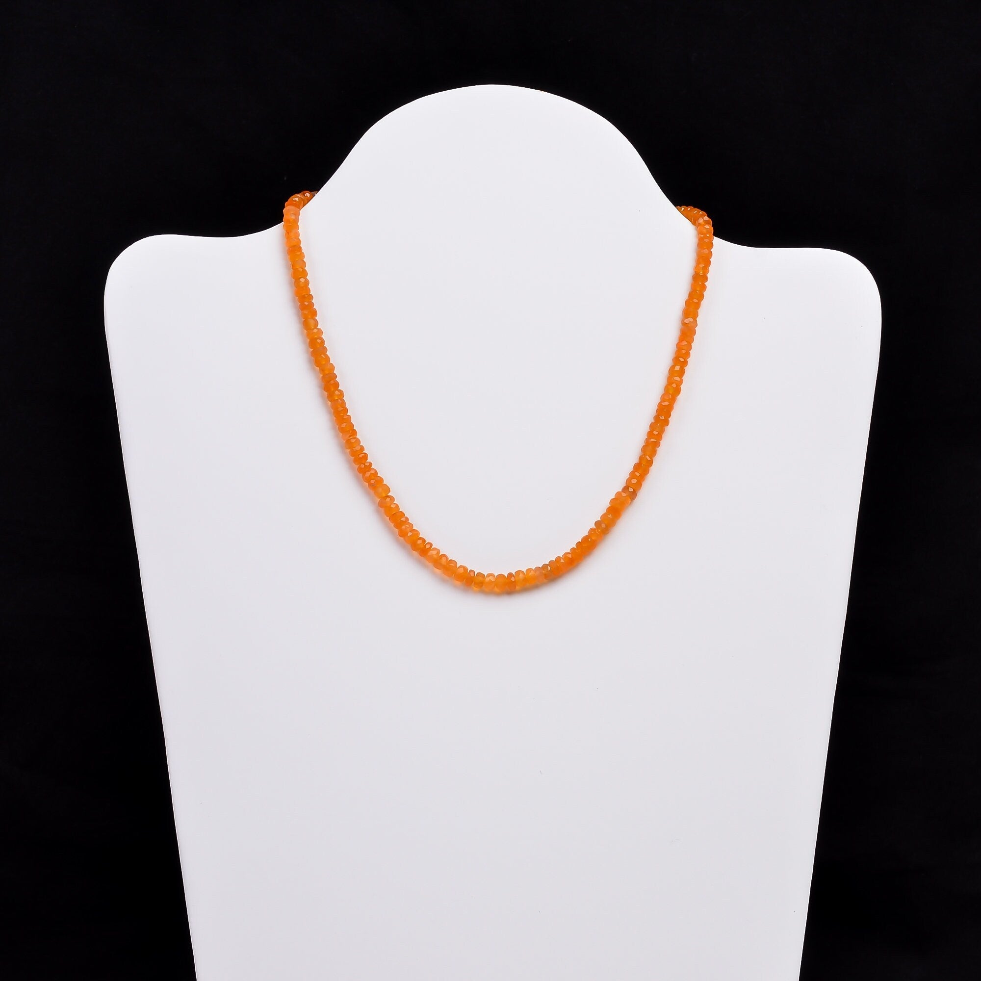 carnelian natural gemstone rondelle shape faceted beads necklace