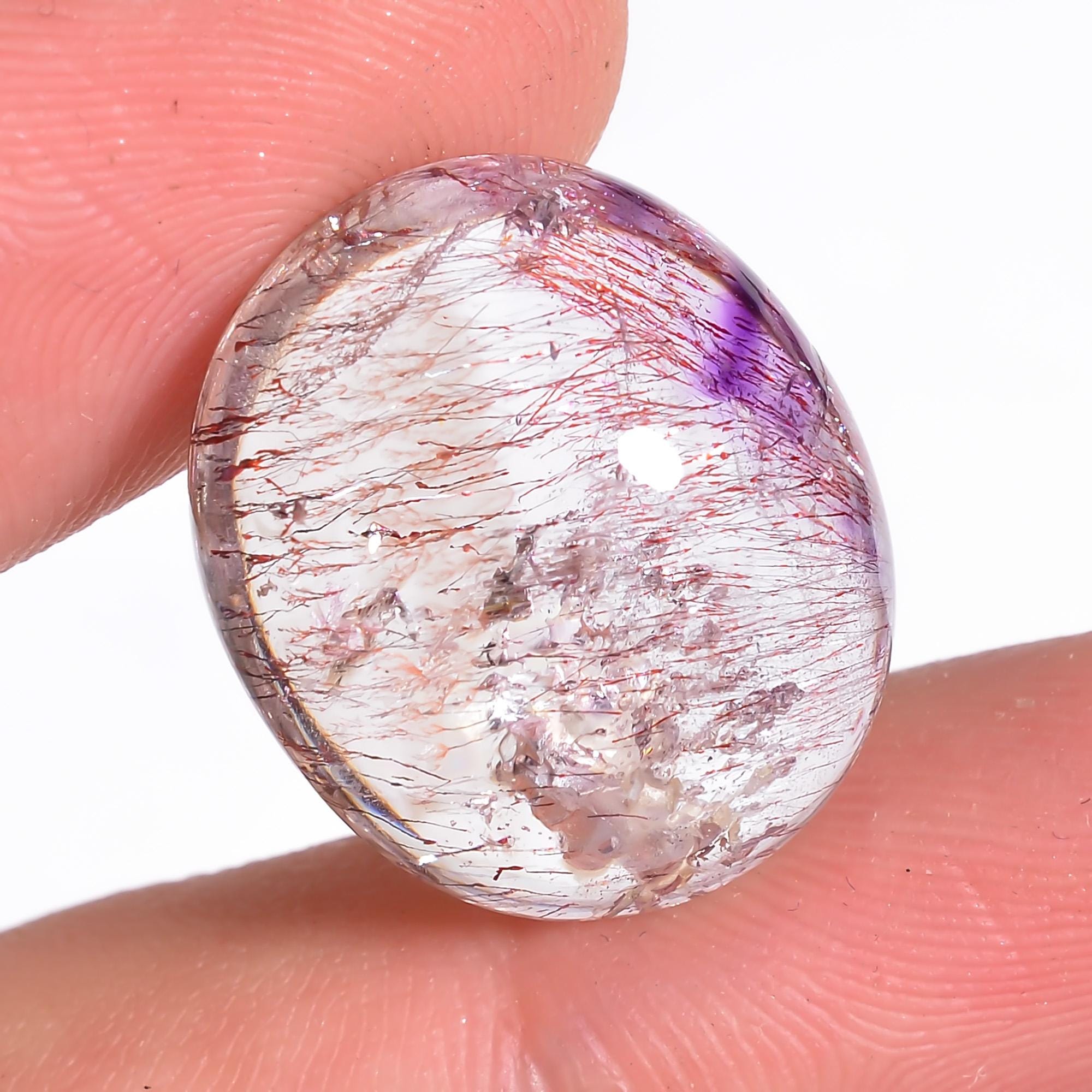 elestial quartz natural oval shape cabochon loose gemstone